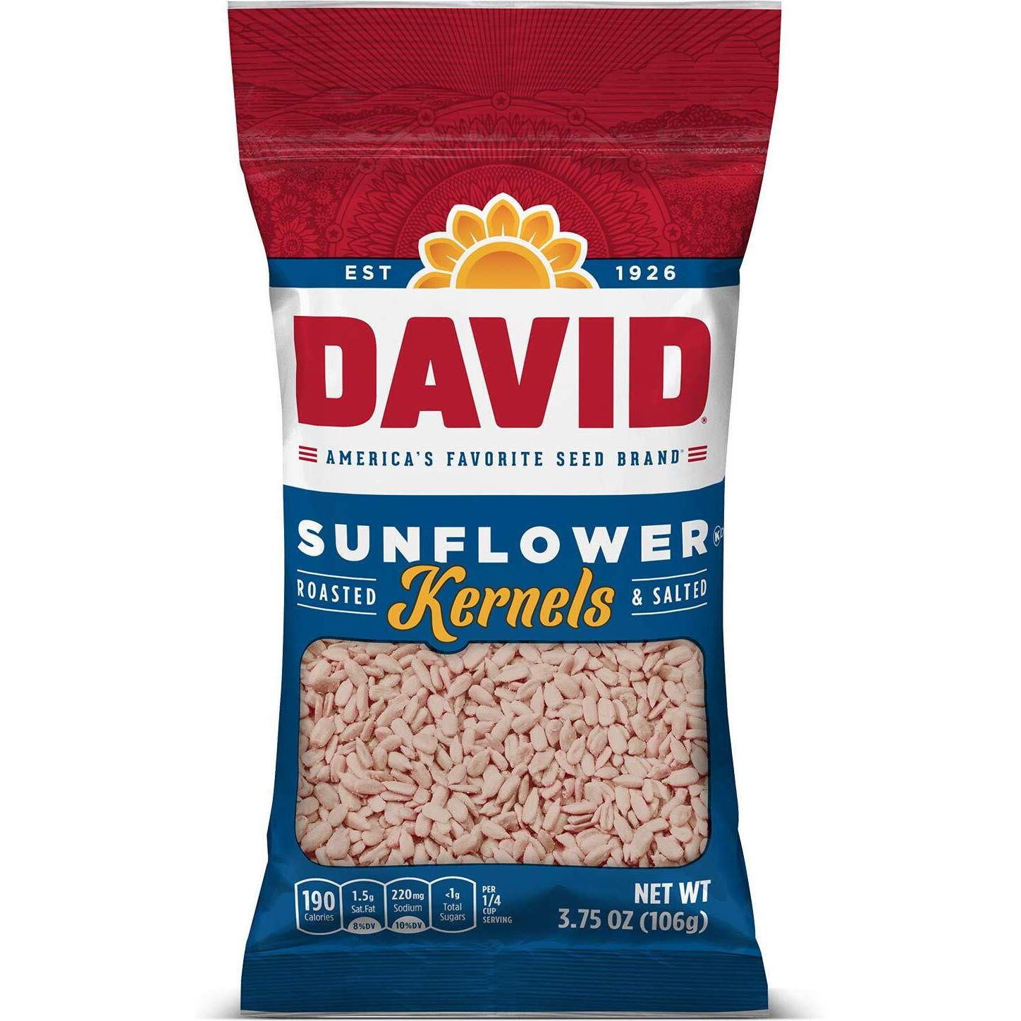David Roasted And Salted Original Sunflower Kernels, 3.75 Oz, 12 Pack