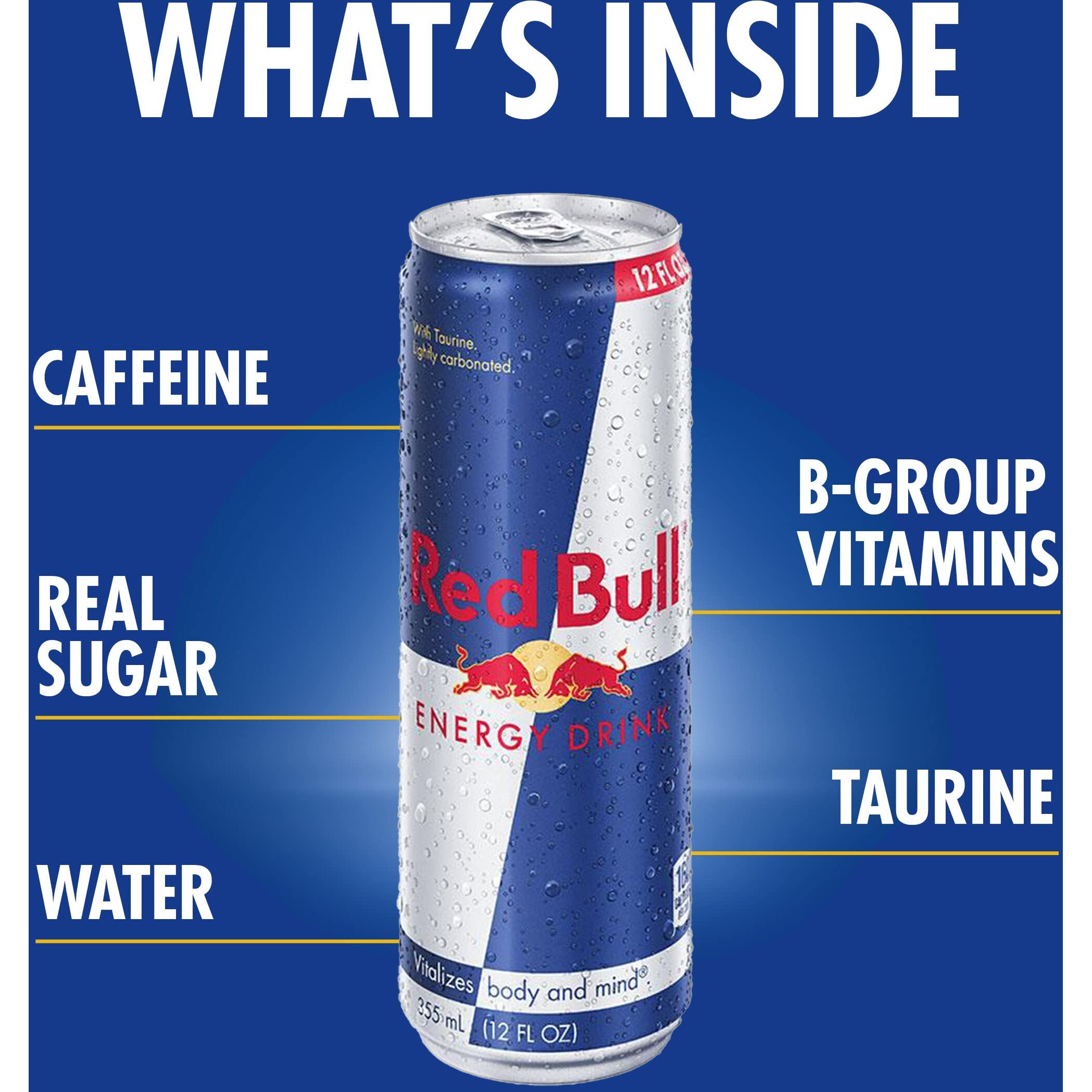 Red Bull Energy Drink, 12 Fl Oz Cans, (Pack Of 4)