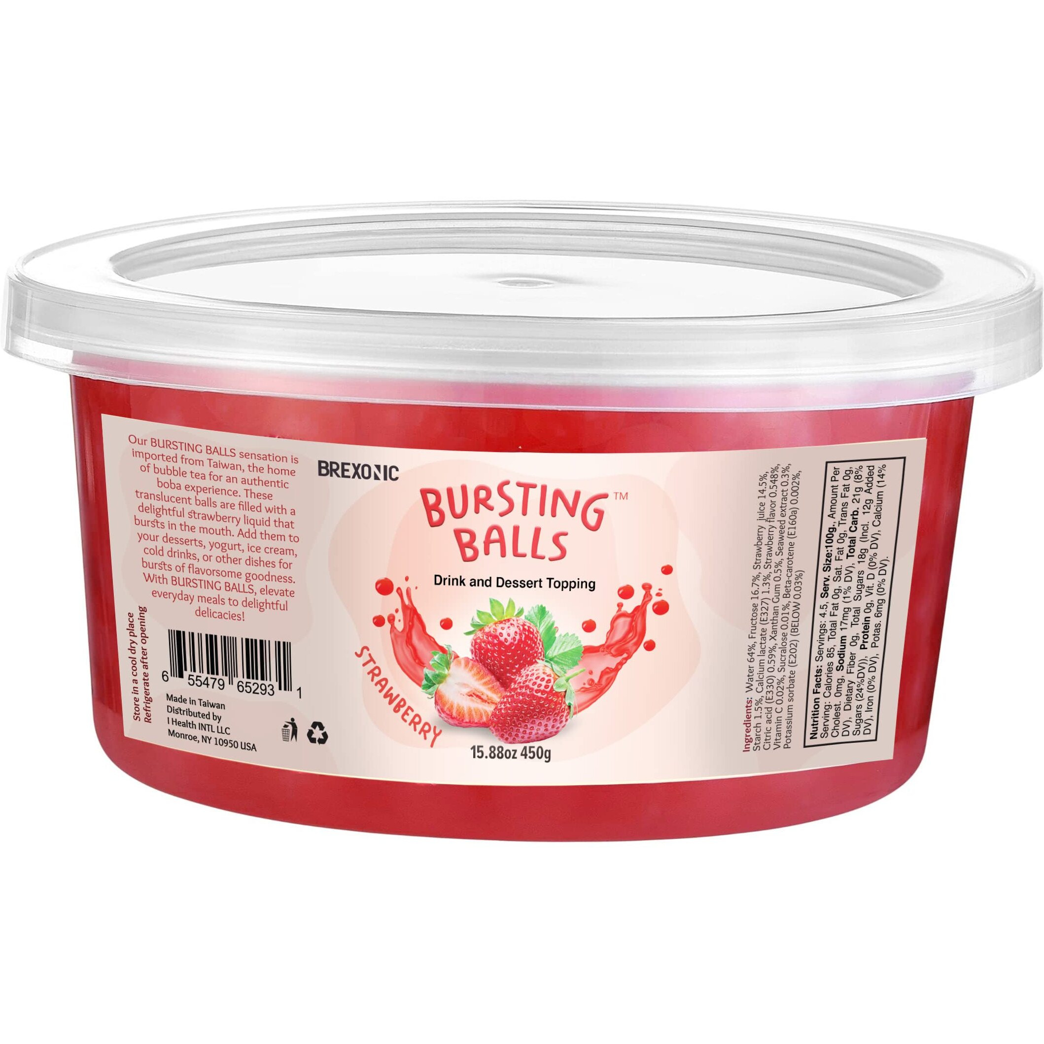 Strawberry Boba Pearls, Strawberry Popping Boba Bursting Boba, Strawberry Bubble Tapioca Pearls For Bubble Tea 1 Pound (Strawberry, 1 Lb Pack Of 1)