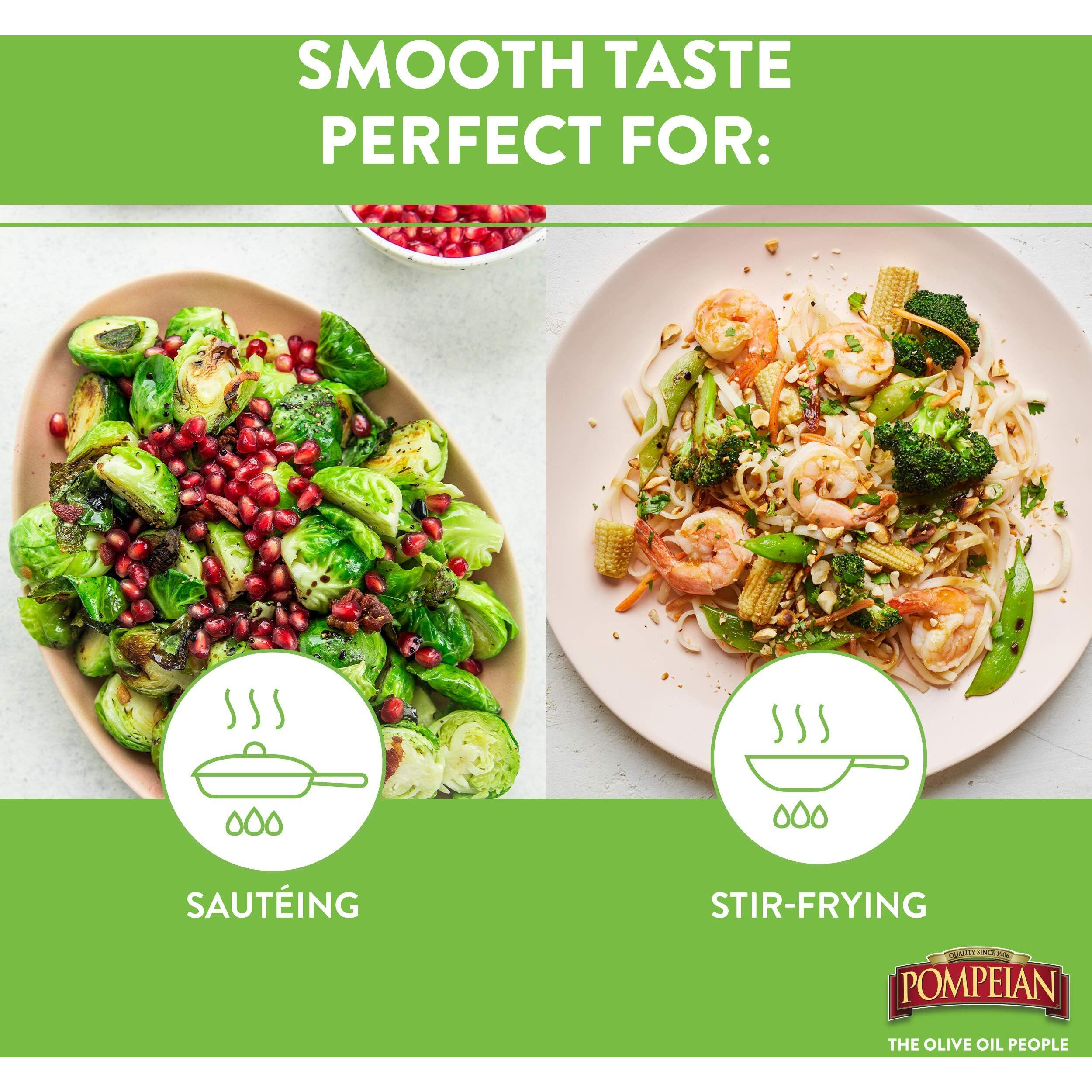 Pompeian Usda Organic Smooth Extra Virgin Olive Oil, First Cold Pressed, Smooth, Delicate Flavor, Perfect For Saut  Ing & Stir-Frying, 32 Fl. Oz.