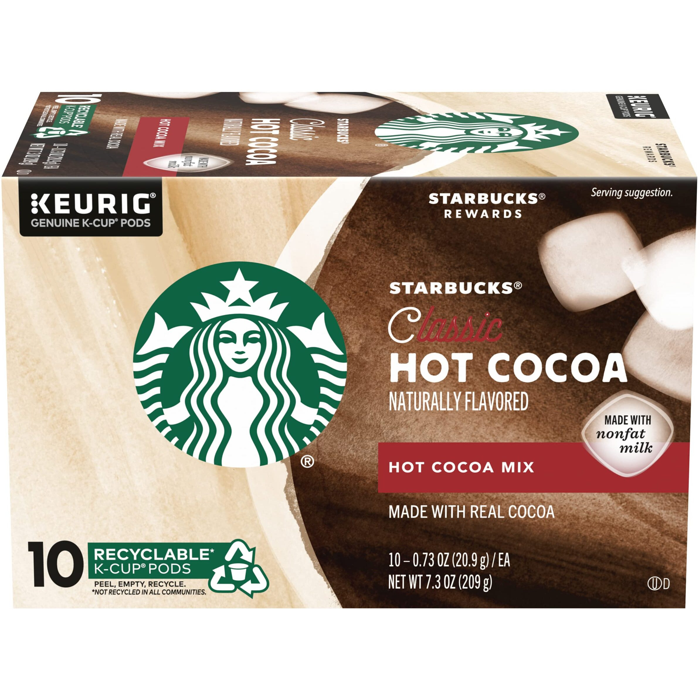 Starbucks Classic Hot Cocoa K-Cup Pods, Made With Real Cocoa & Nonfat Milk, K-Cup Pods For Keurig Brewing System, 10 Ct K-Cups Per Box (10 Count (Pack Of 2))