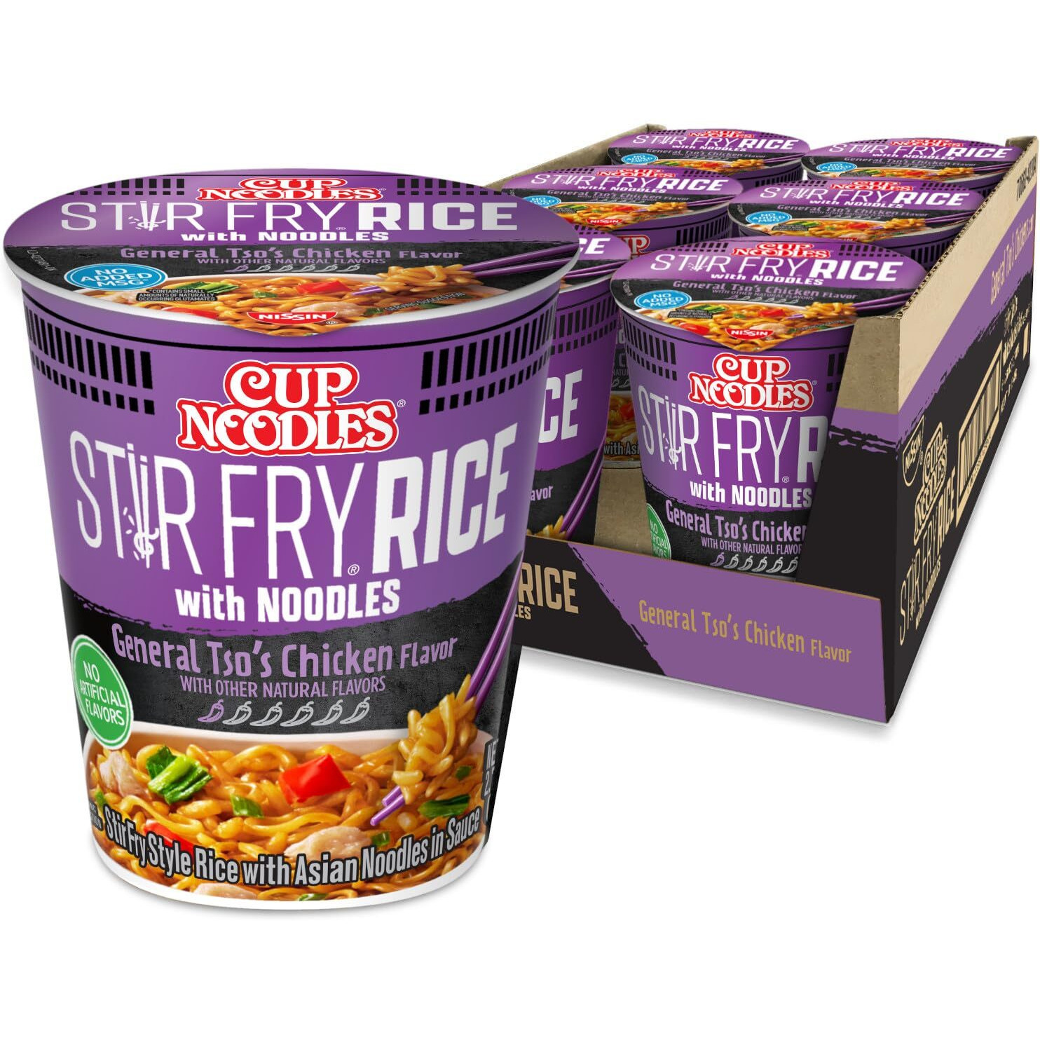 Nissin Cup Noodles Stir Fry Rice With Noodles, General Tso's Chicken, 2.68 Ounce (Pack Of 6)