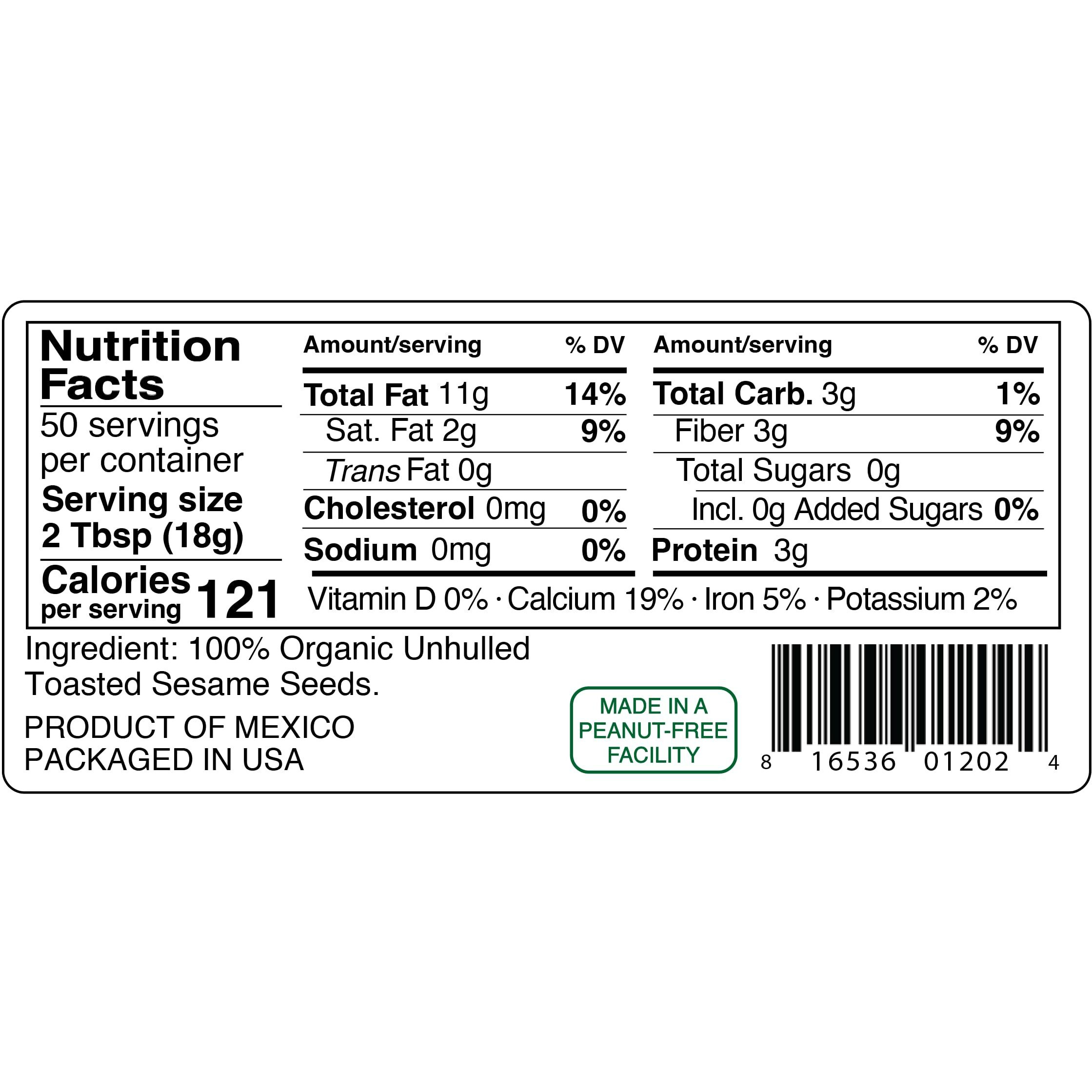 Kevala Organic Toasted Sesame Seeds, 2 Pound, Unhulled
