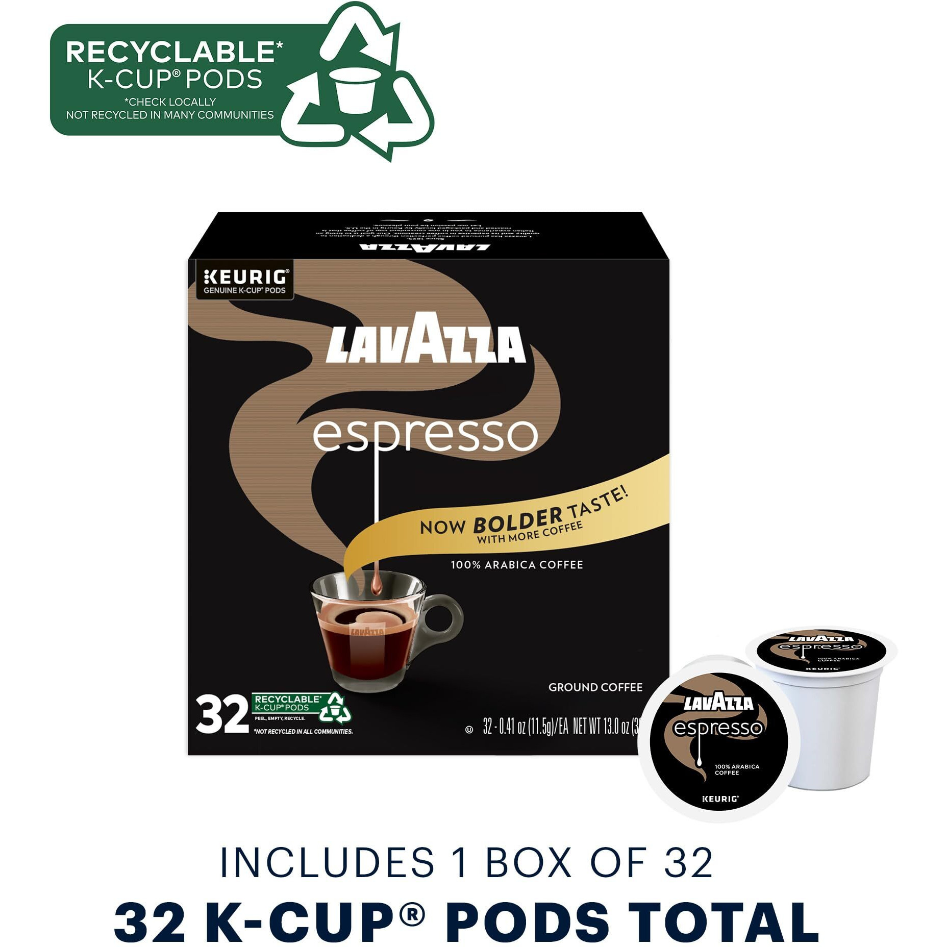 Lavazza Espresso Single-Serve Coffee K-Cups For Keurig Brewer, 32 Count