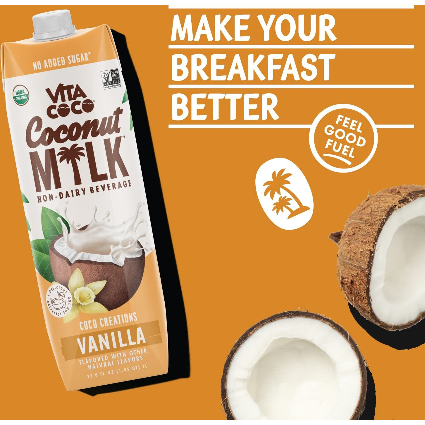 Vita Coco Vanilla Organic Coconut Milk, Plant Based, Dairy Free Milk Alternative - Gluten Free, Soy Free, And Unsweetened - Perfect Add To Cereal, Smoothies, Desserts -33.8 Fl Oz (Pack Of 6)