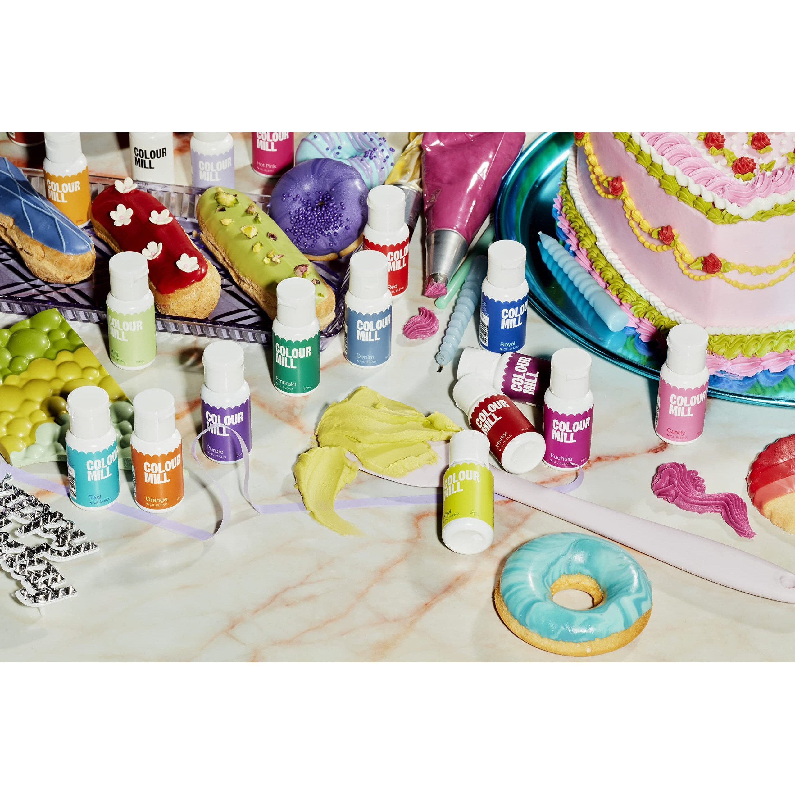 Colour Mill Oil-Based Food Coloring, 20 Milliliters Each Of 6 Colors Blush, Lavender, Lilac, Nude, Taupe And White