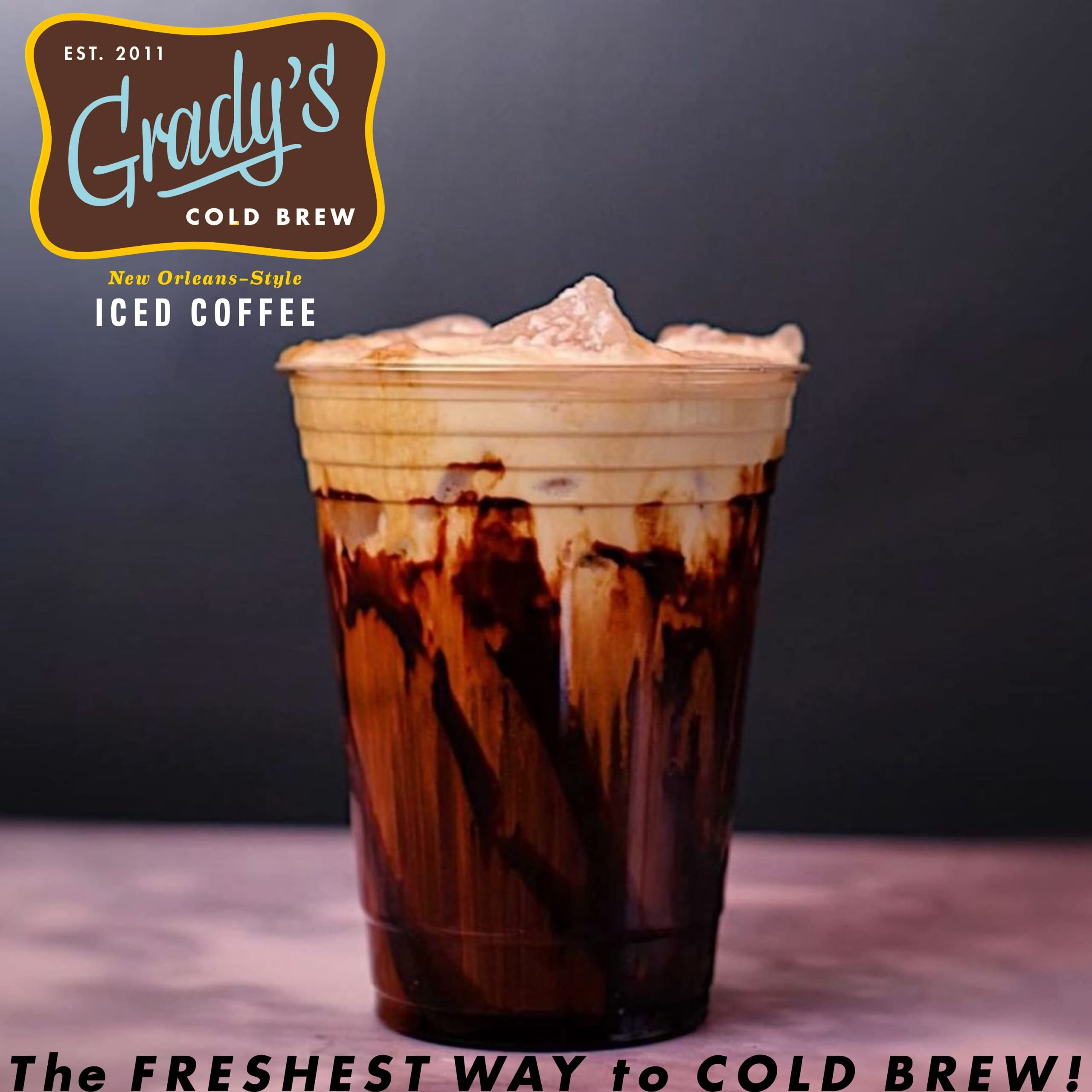 Grady's Cold Brew Coffee | Original - Brewed Strong | New Orleans Style Cold Brewed Coffee Concentrate | Medium Roast Gourmet Coffee | Coffee Can | 4 Bean Bags | 12 Servings Per Can