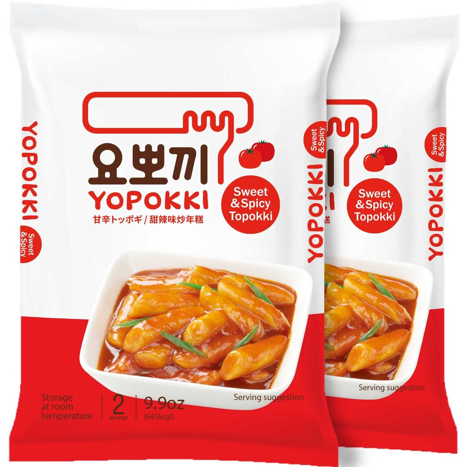 Yopokki Instant Tteokbokki Pack (Sweet Mild Spicy, Pack Of 2) Korean Street Food With Sweet And Moderately Spicy Sauce Topokki Rice Cake - Quick & Easy To Prepare