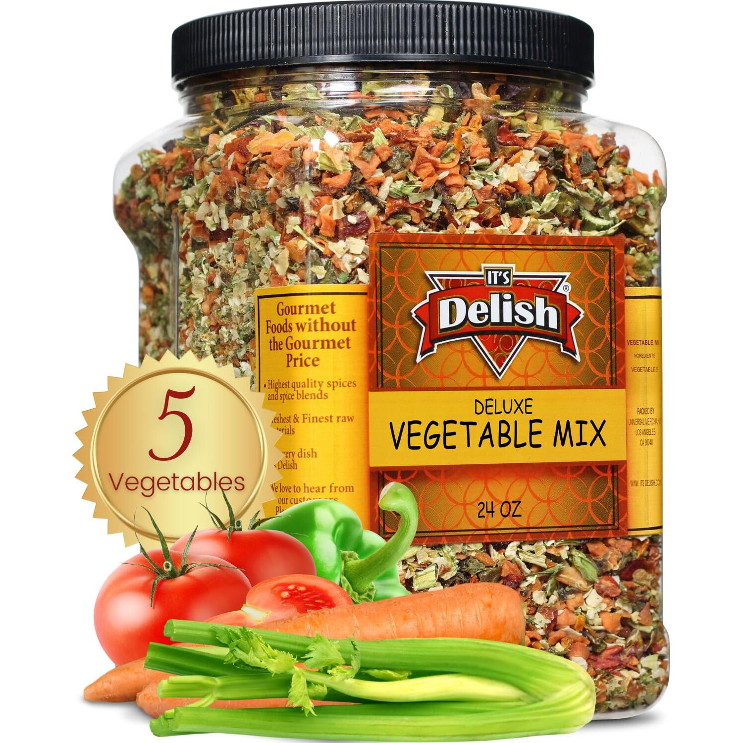 Deluxe Dried Vegetable Soup Mix By Its Delish, 24 Oz (1.5 Lb) Jumbo Container Of Dehydrated Vegetables