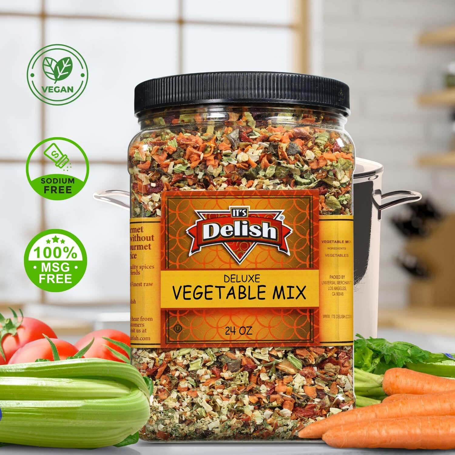 Deluxe Dried Vegetable Soup Mix By Its Delish, 24 Oz (1.5 Lb) Jumbo Container Of Dehydrated Vegetables