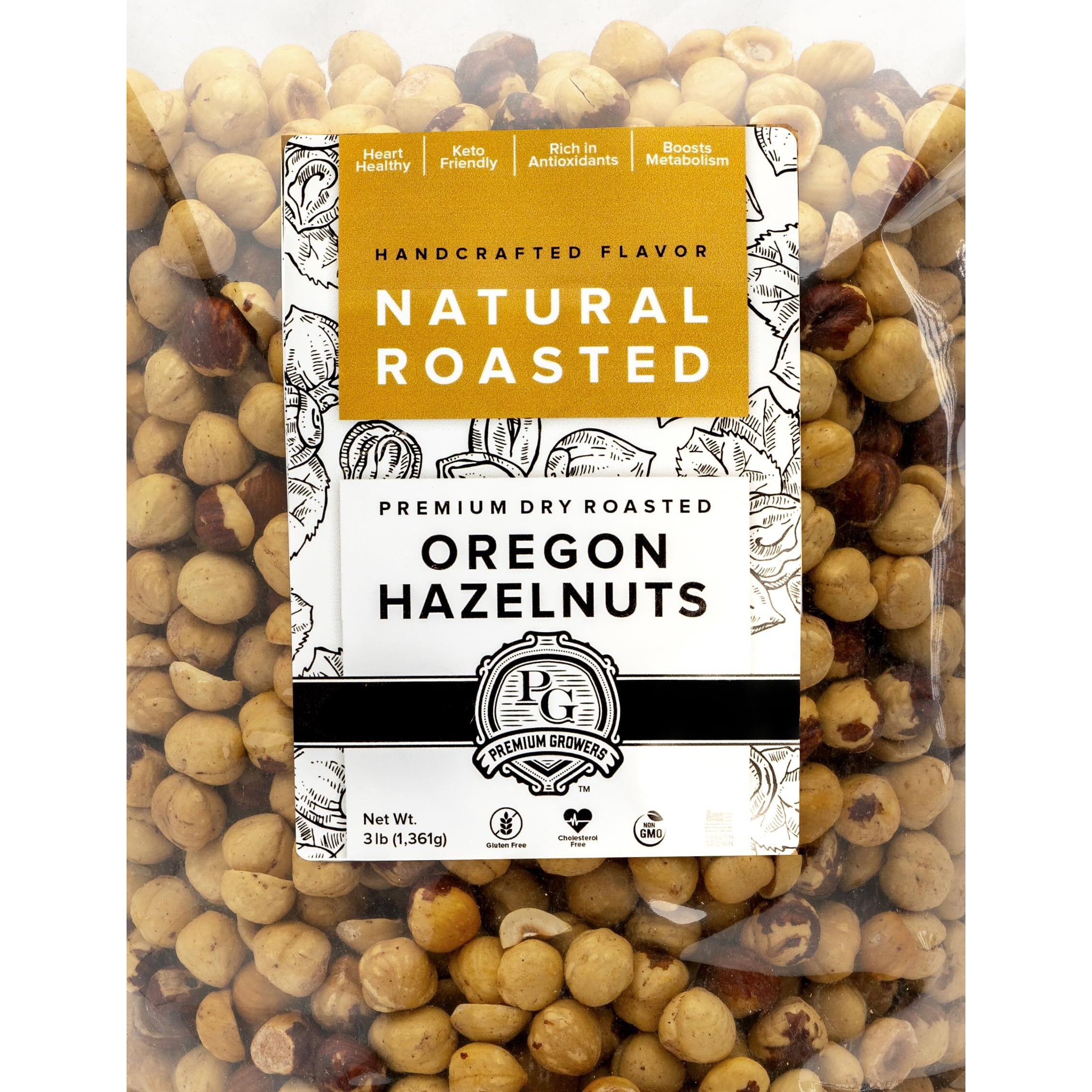 Oregon Farm To Table - Hazelnuts From Premium Growers - Dry Roasted - Lightly Salted - Kosher Certified (3Lb, Natural Roasted)