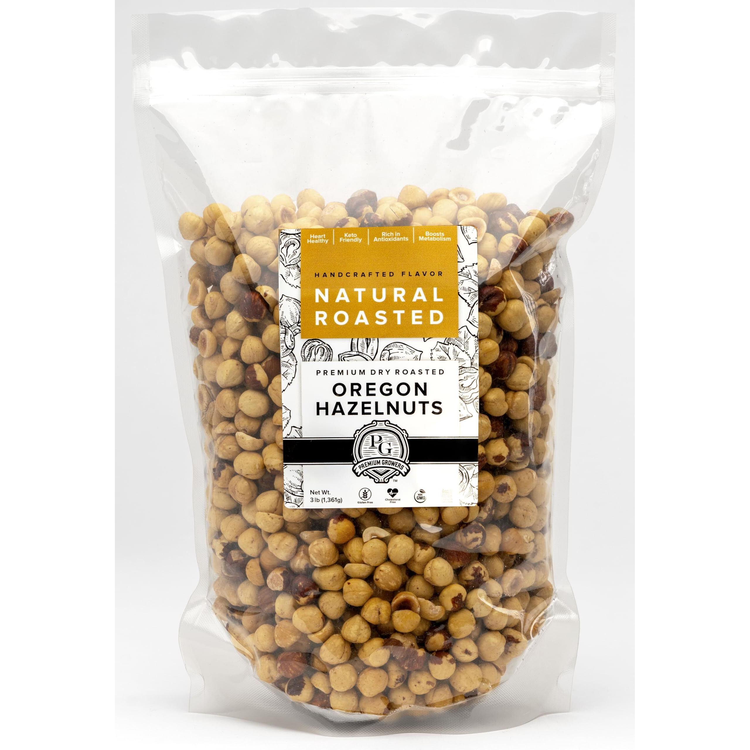 Oregon Farm To Table - Hazelnuts From Premium Growers - Dry Roasted - Lightly Salted - Kosher Certified (3Lb, Natural Roasted)