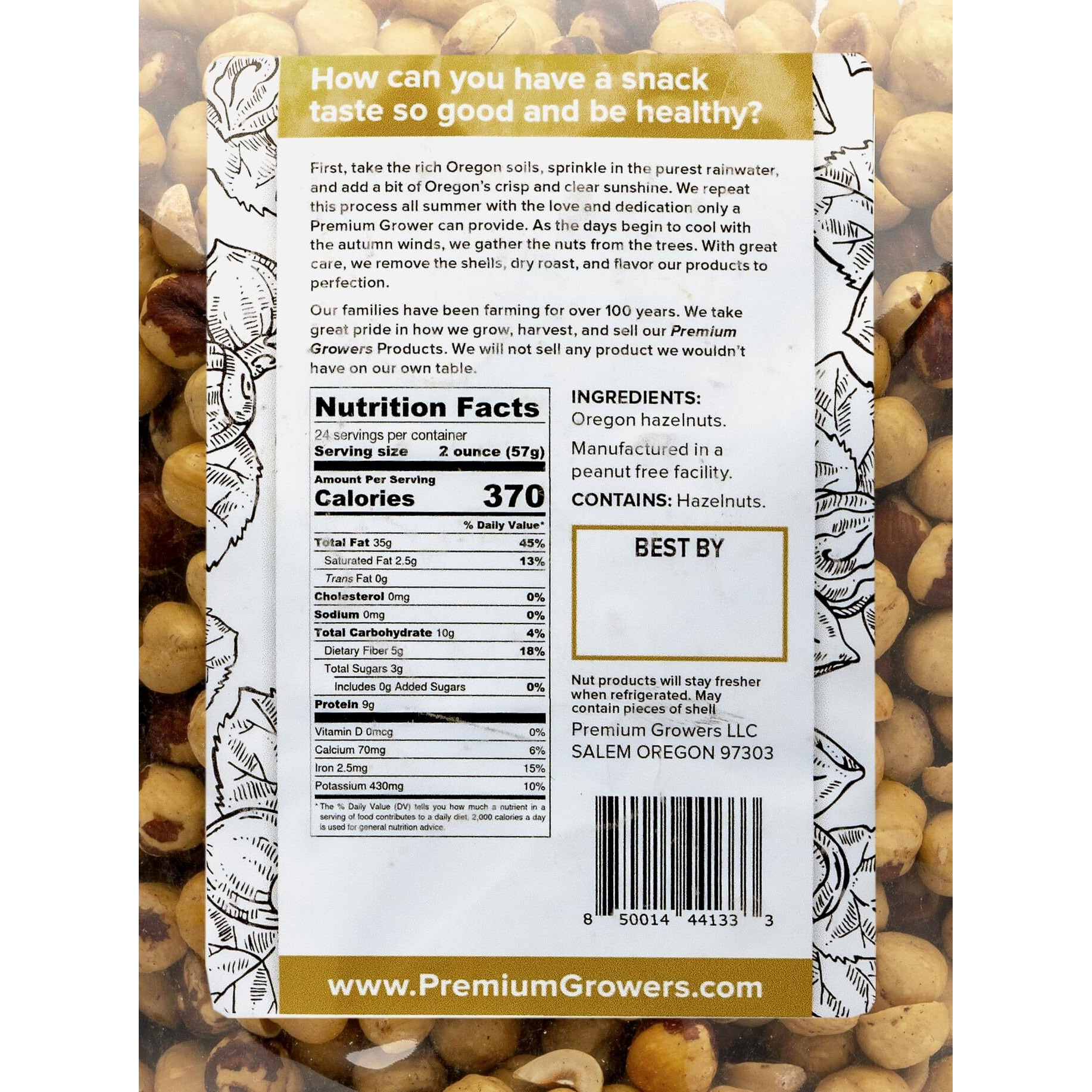 Oregon Farm To Table - Hazelnuts From Premium Growers - Dry Roasted - Lightly Salted - Kosher Certified (3Lb, Natural Roasted)
