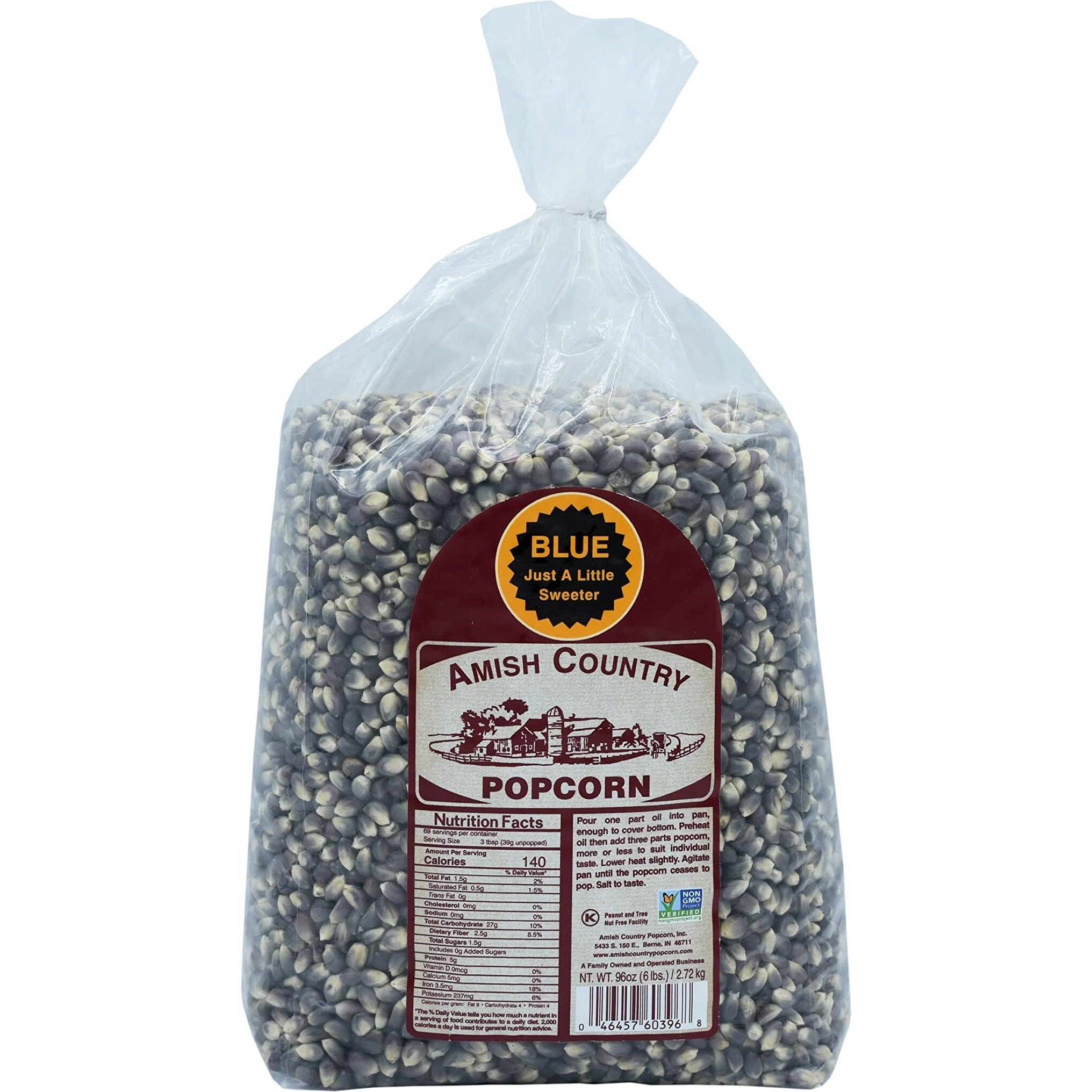Amish Country Popcorn | 6 Lb Bag | Blue Popcorn Kernels | Old Fashioned, Non-Gmo And Gluten Free (Blue - 6 Lb Bag)