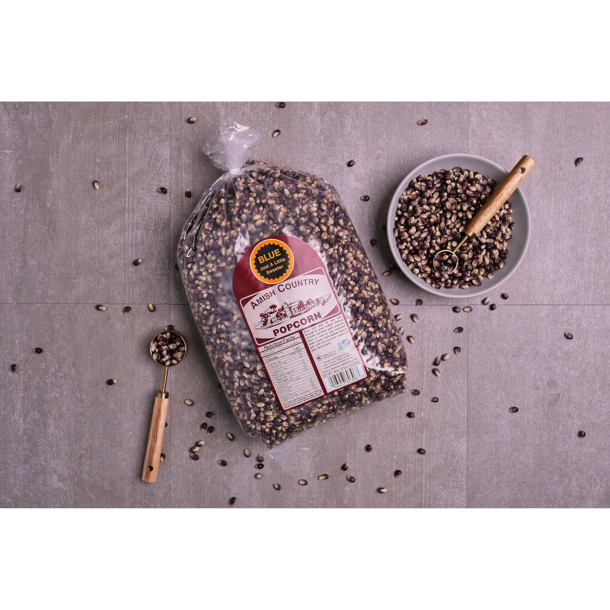 Amish Country Popcorn | 6 Lb Bag | Blue Popcorn Kernels | Old Fashioned, Non-Gmo And Gluten Free (Blue - 6 Lb Bag)