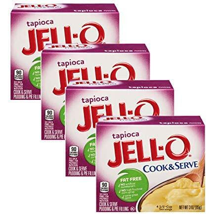 Jell-O, Cook & Serve, Tapioca Pudding & Pie Filling, 3Oz Box (Pack Of 4)