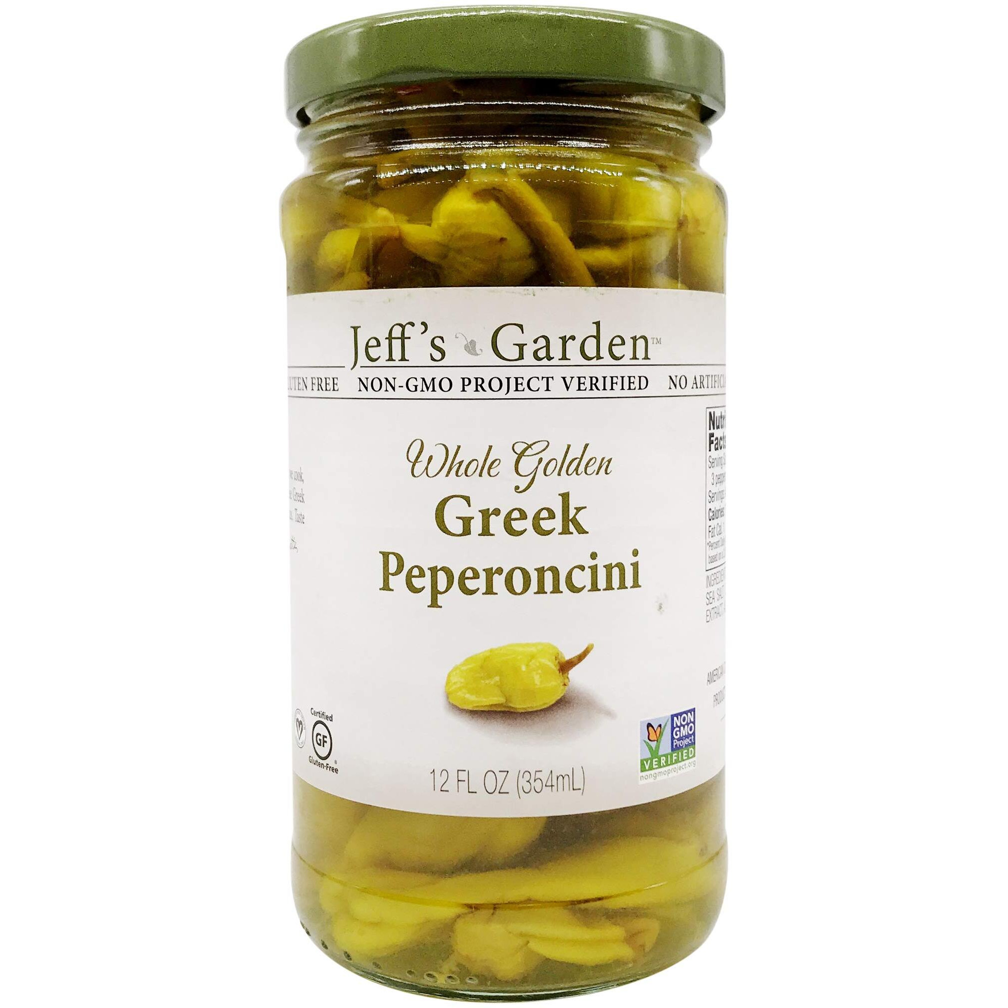 Jeff's Garden, Peperoncini Grrek Golden Whole, 12 Ounce