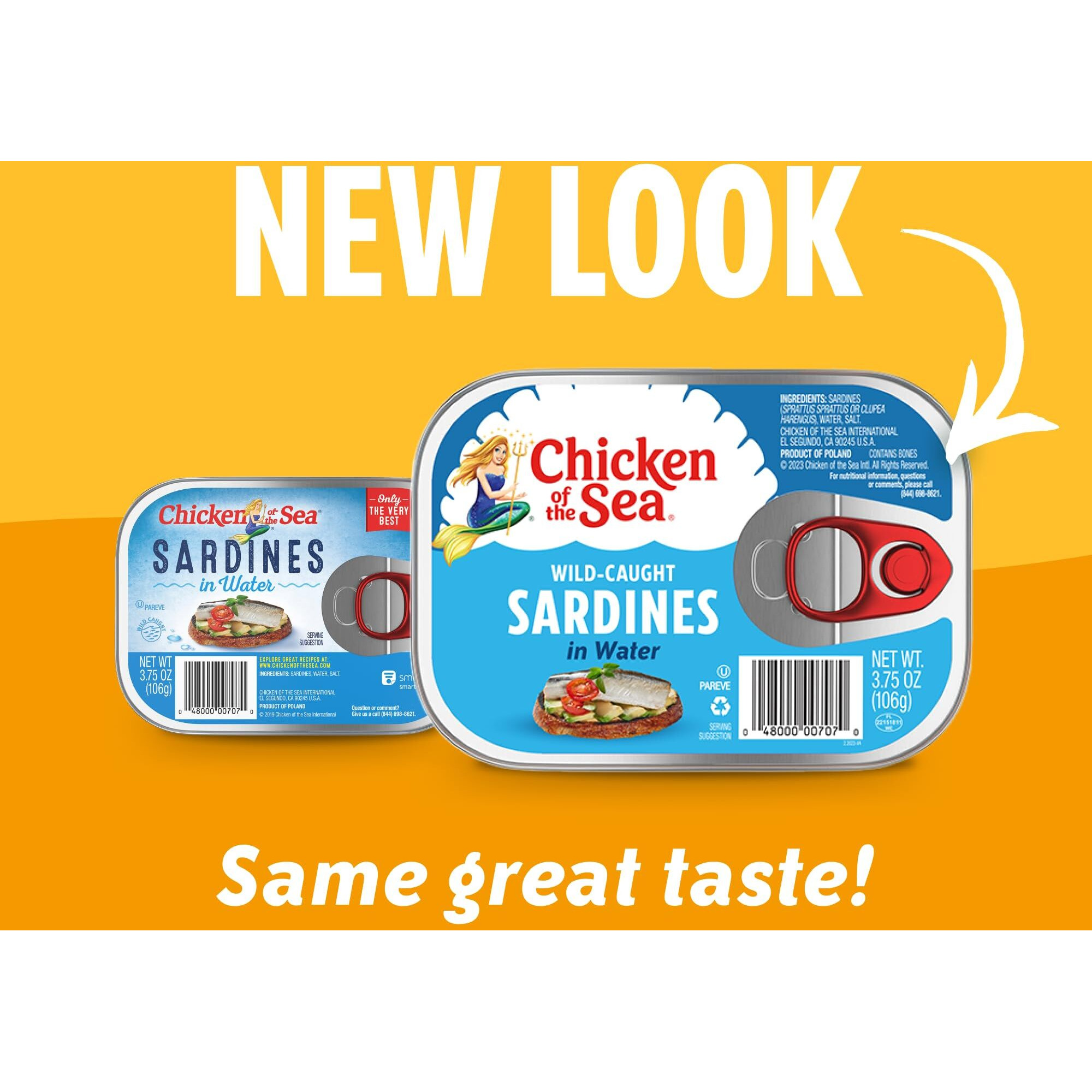 Chicken Of The Sea Sardines In Water, 3.75 Ounce Cans (Pack Of 18), Wild Caught Canned Sardines