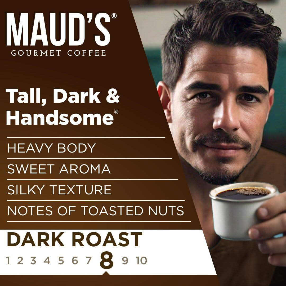 Maud's Dark Roast Instant Coffee Packets Single Serve, 26 Ct | Tall Dark & Handsome | 100% Arabica Dark Roast Coffee Solar Energy Produced | Instant Coffee Powder Travel Packs
