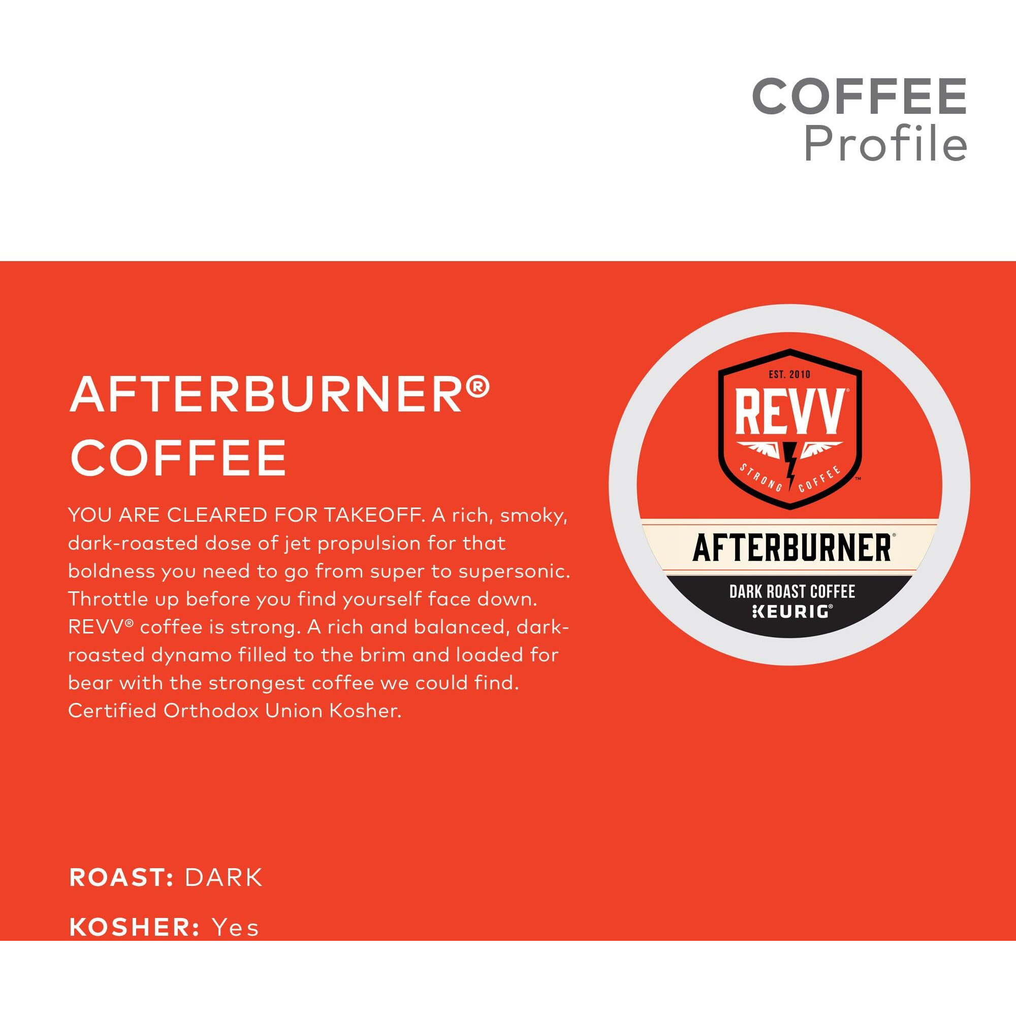 Revv Afterburner, Single-Serve Keurig K-Cup Pods, Dark Roast Coffee Pods, 96 Count