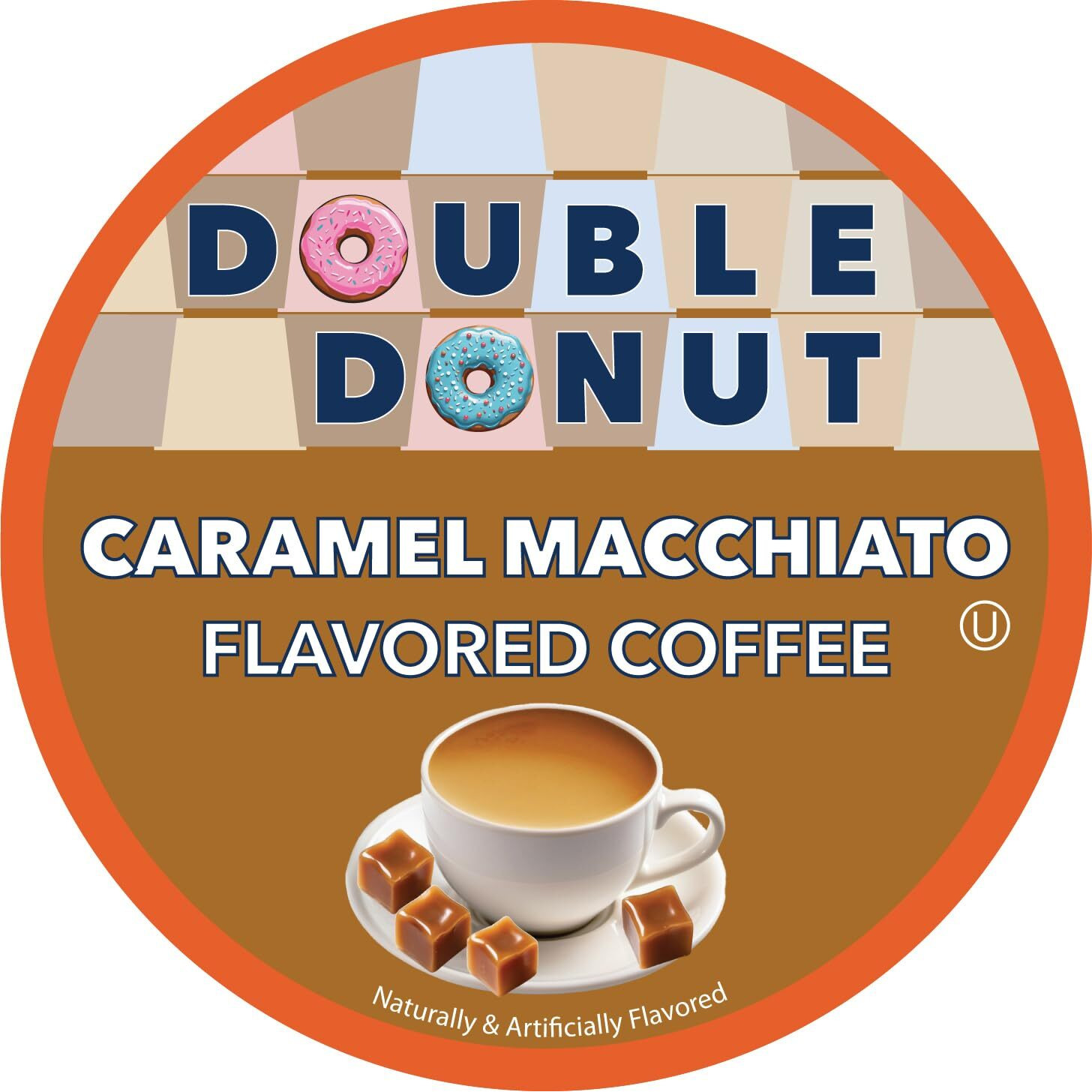 Double Donut Flavored Coffee Pods, Caramel Macchiato Coffee, Caramel Coffee For Keurig K Cups Machines, Medium Roast Coffee In Recyclable Pods, 24 Count
