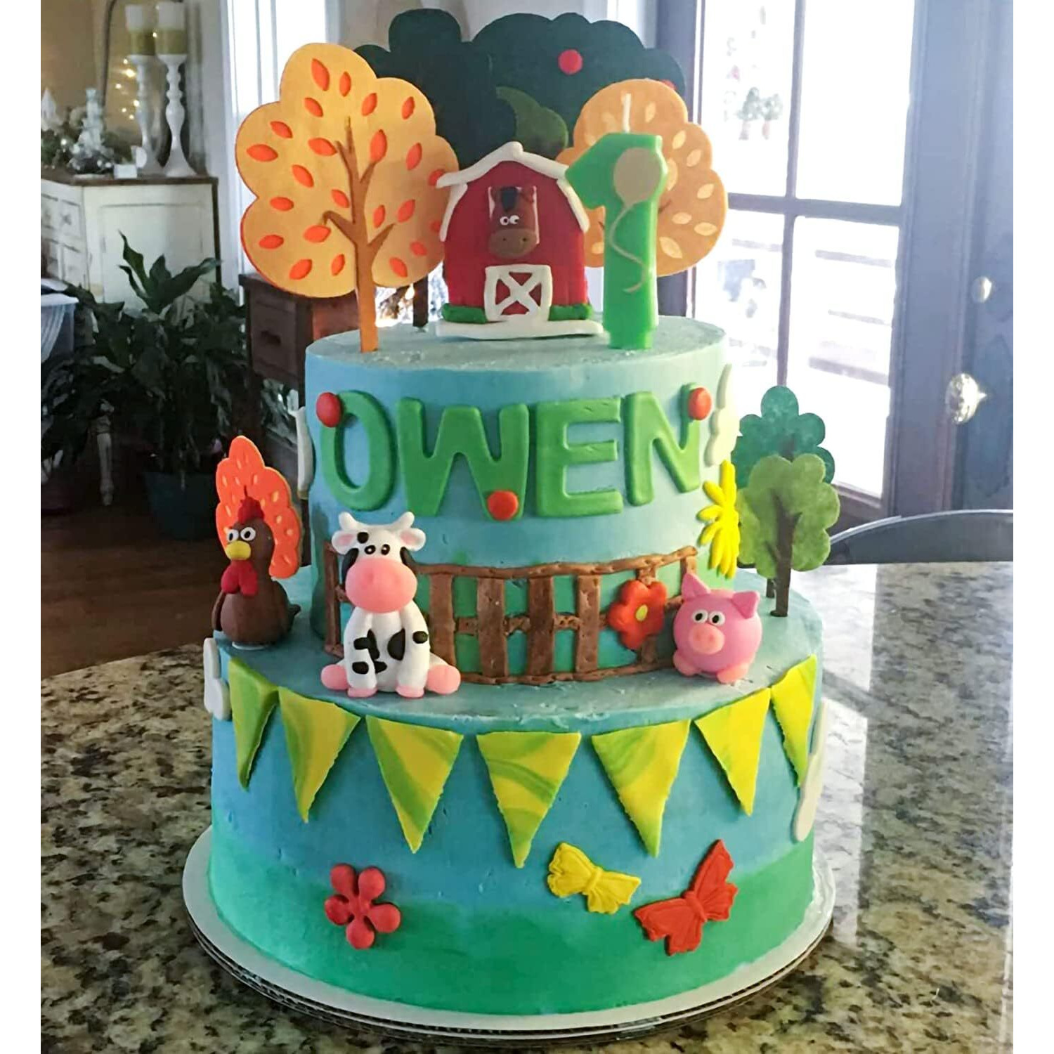 Jevenis Farm Animal Cake Decoration Farm Animal Birthday Cake Topper Cow Cake Decoration For Farm Animal Baby Shower Birthday Party Decorations