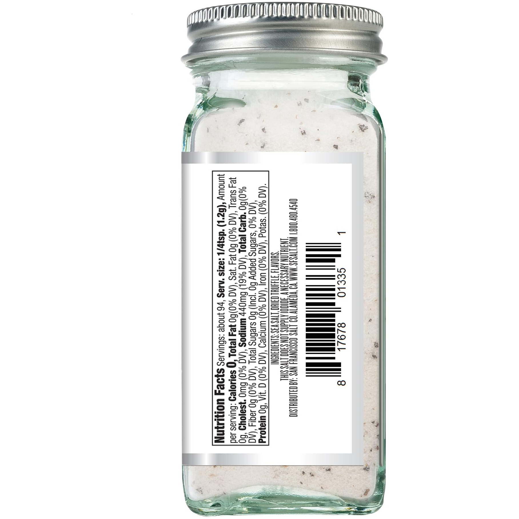 Italian Black Truffle Sea Salt 4 Oz. Glass Shaker By San Francisco Salt Company