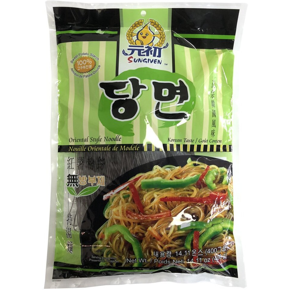 Sungiven Sweet Potato Glass Noodles, Japchae, Korean Vermicelli Pasta, Fat-Free And Gluten-Free, 100% Sweet Potato Starch, No Additive, No Alum Inside, Holiday Gifts 14.11 Ounce