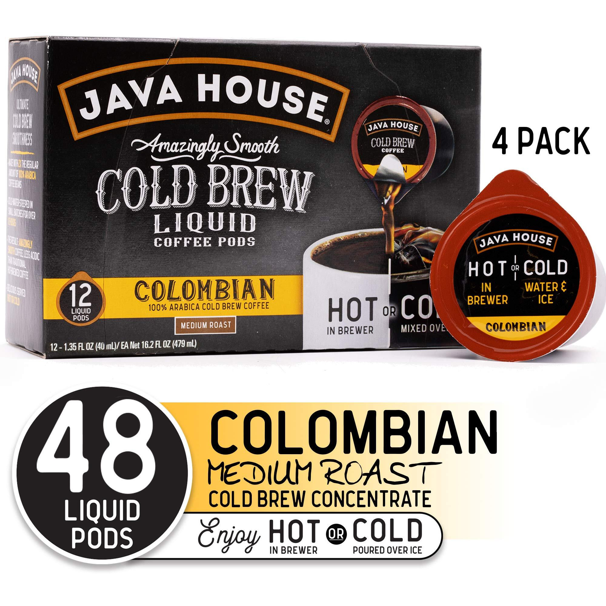 Java House Cold Brew Coffee Concentrate Single Serve Liquid Pods Colombian, 48 Count (Pack Of 4)