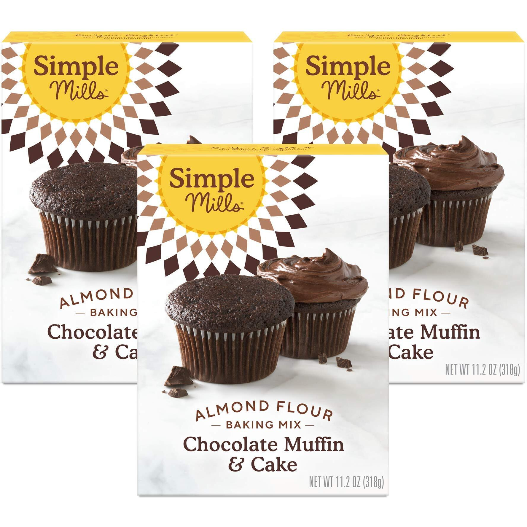 Simple Mills Almond Flour Baking Mix, Chocolate Muffin & Cake Mix - Gluten Free, Plant Based, Paleo Friendly, 11.2 Ounce (Pack Of 3)