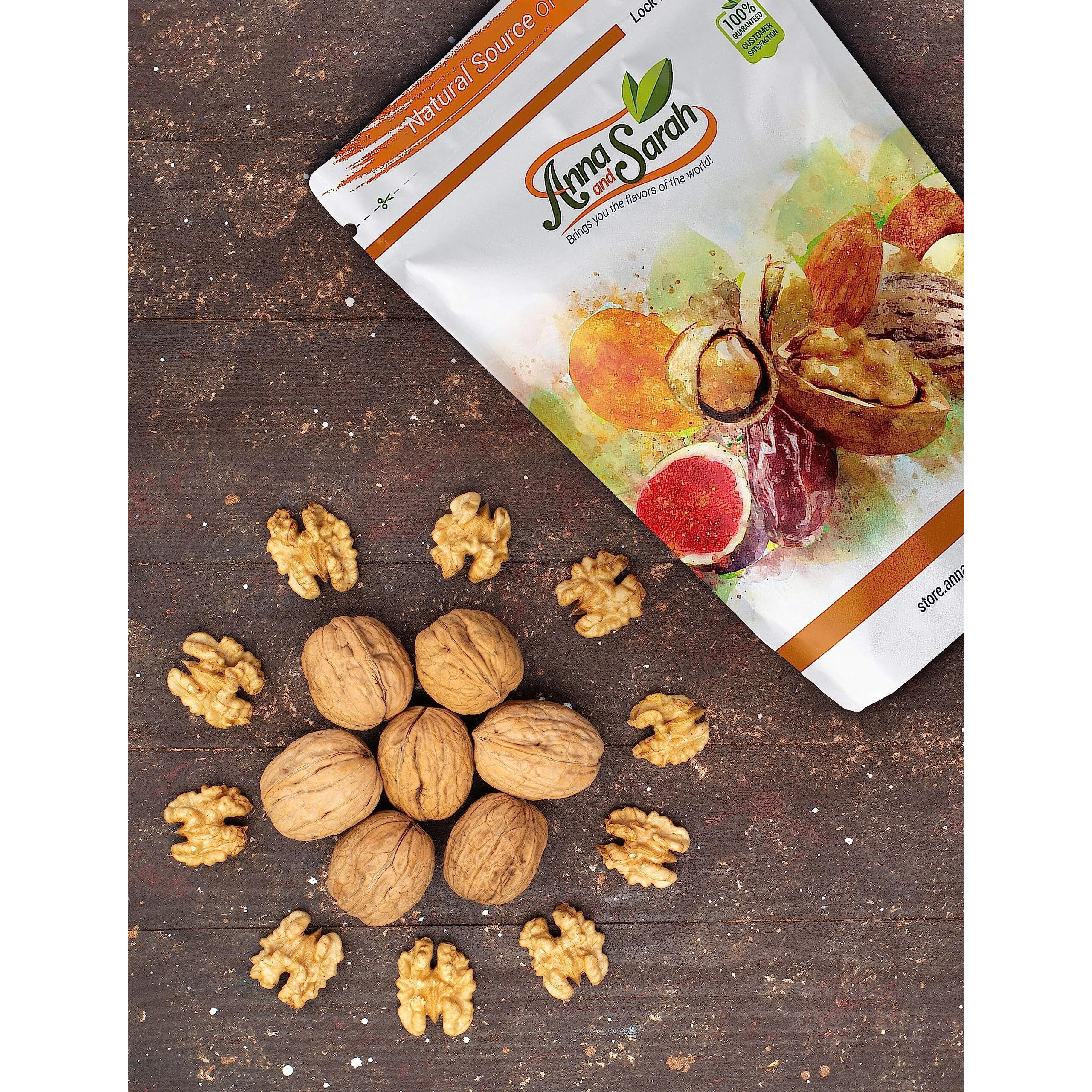 Anna And Sarah Walnuts In Shell, Jumbo, Fresh, Buttery Taste, Easy To Crack, California Chandler, Natural Shells, Not Bleached In Box (9 Lbs)
