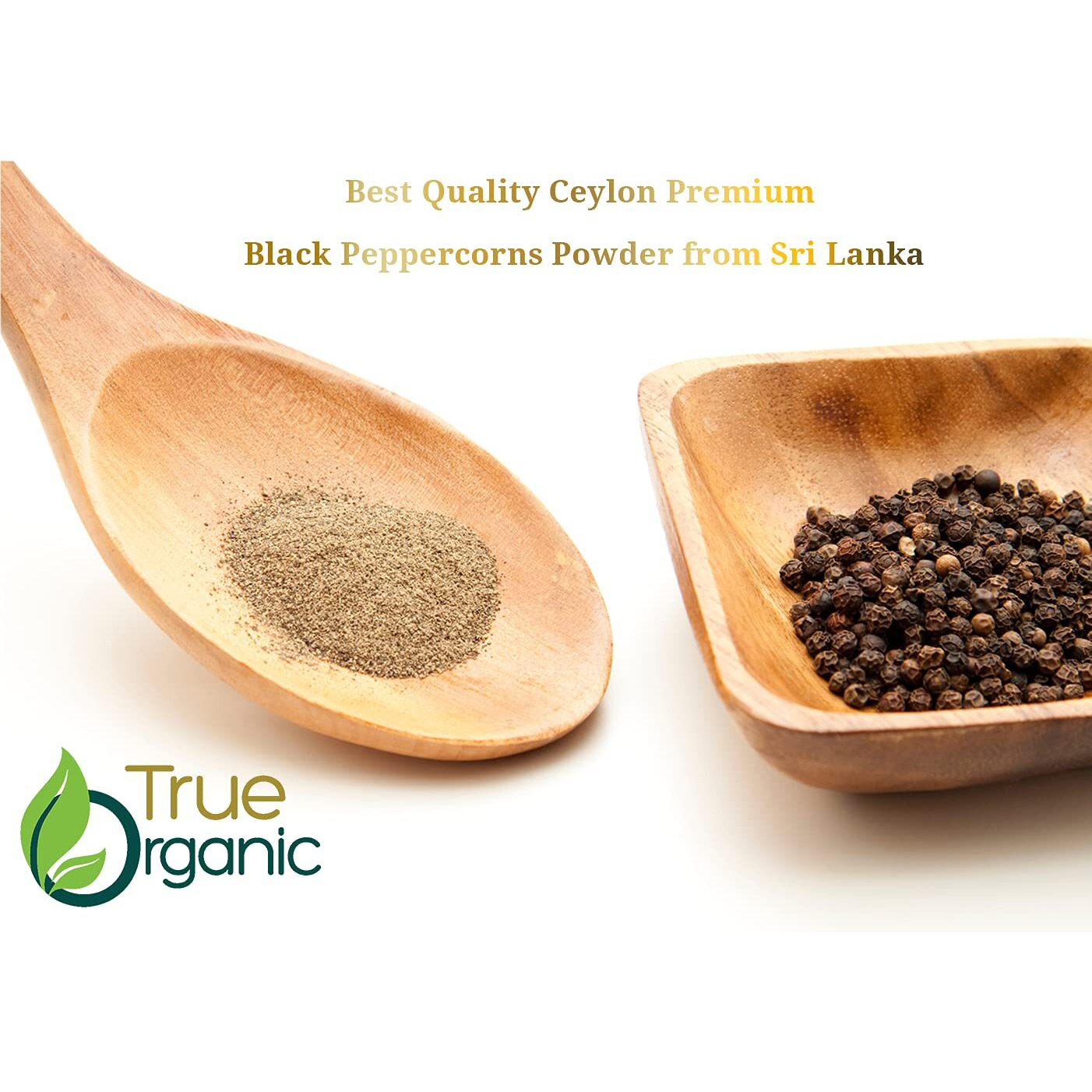 True Organic Ground Black Pepper 16 Oz - Usda & Kosher Certified, Pure Ceylon Premium Quality, Gluten-Free & Non-Gmo Black Pepper Powder