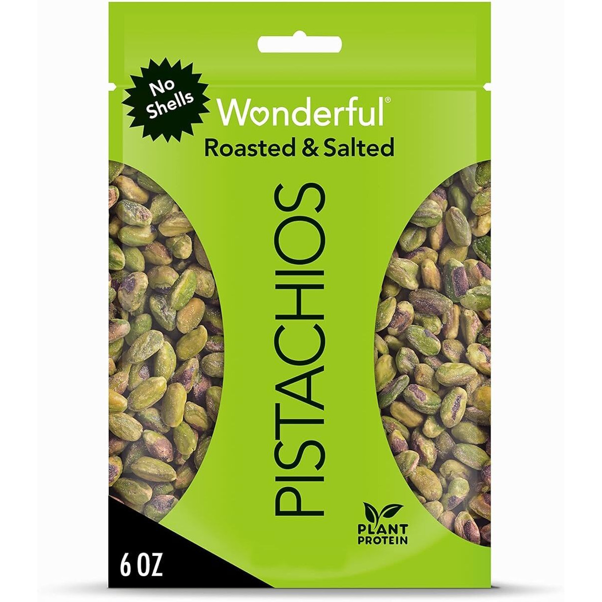 Wonderful Pistachios No Shells, Roasted & Salted Nuts, 6 Ounce Bag (Pack Of 5), Protein Snacks, Gluten Free, Healthy Snack
