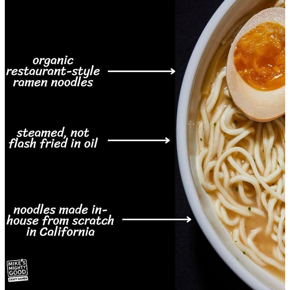 Mike's Mighty Good Pork Tonkotsu Ramen Soup Cup - Instant Ramen Cups Noodles - Non-Gmo Noodle Soup - Organic Instant Noodles - 1.7 Ounces - 6 Pack
