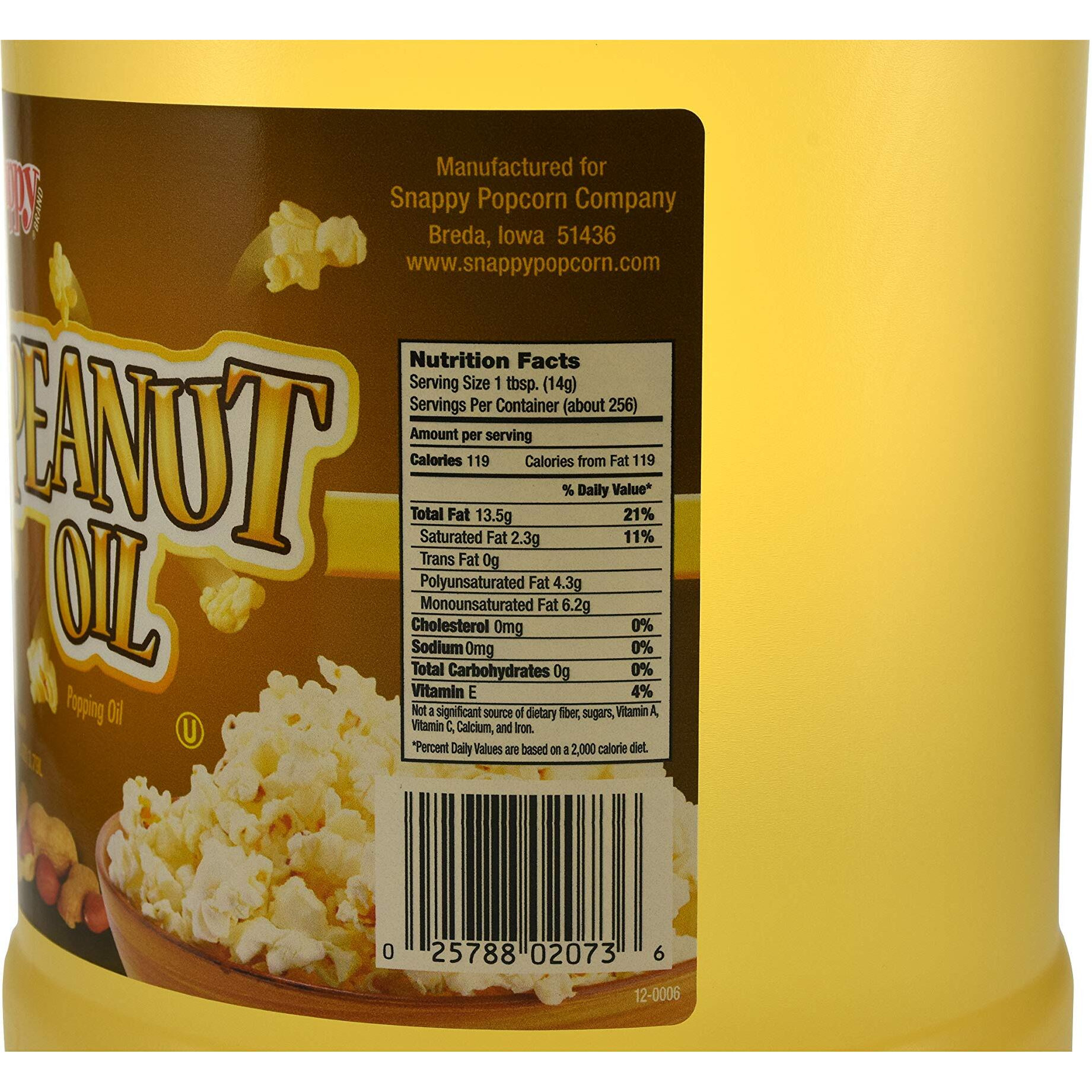 Snappy Popcorn 1 Gallon Snappy Pure Peanut Oil No Color Added, 128 Fl Oz
