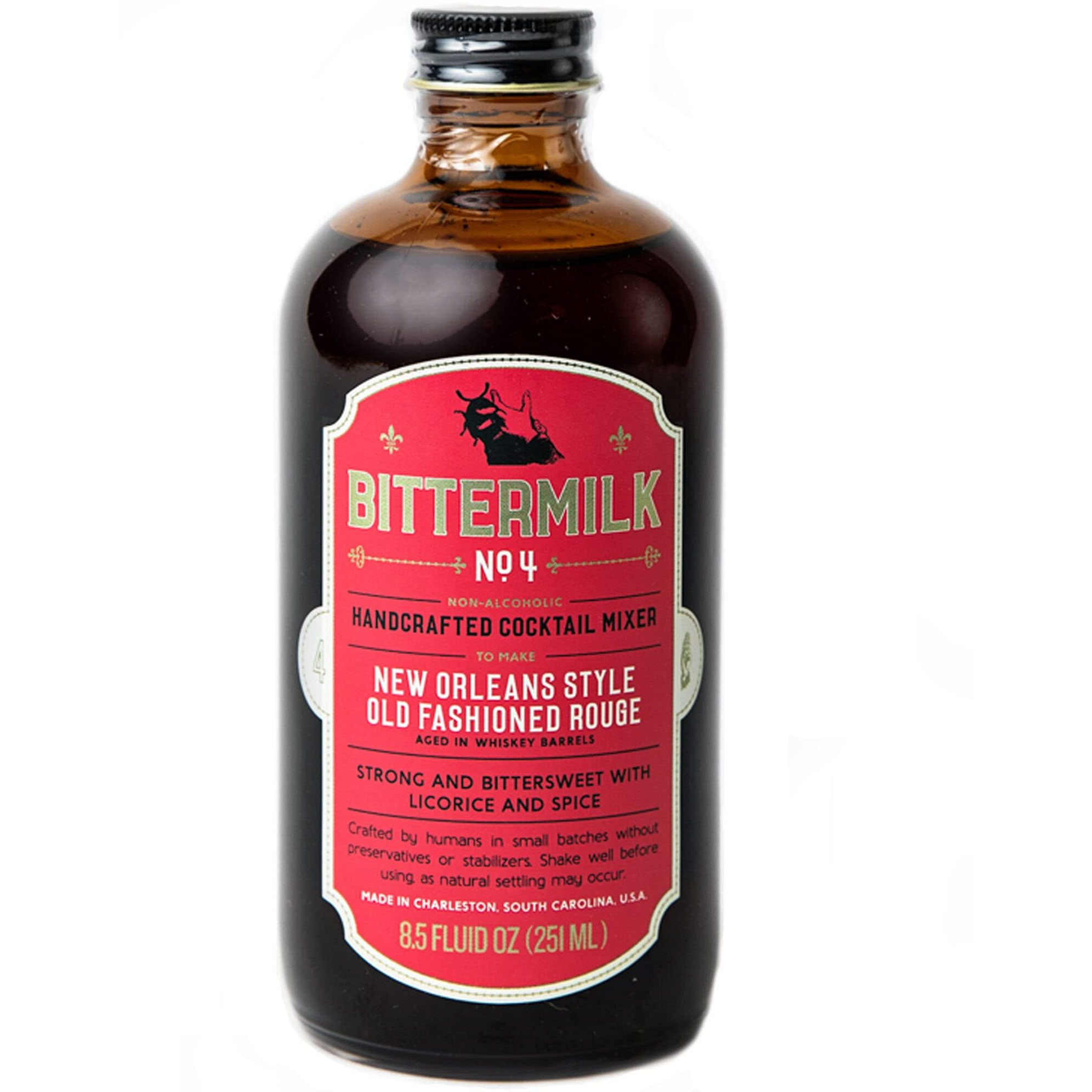 Bittermilk No.4 New Orleans Style Old Fashioned Rouge - Old Fashioned Mix - All Natural Handcrafted Cocktail Mixer - Makes 17 Cocktails
