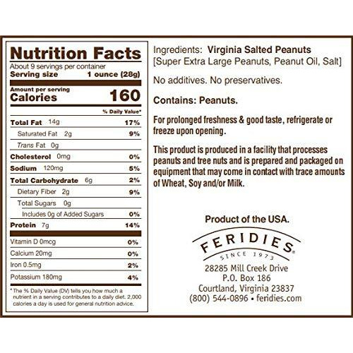 Feridies Super Extra Large Salted Virginia Peanuts 9 Oz Can