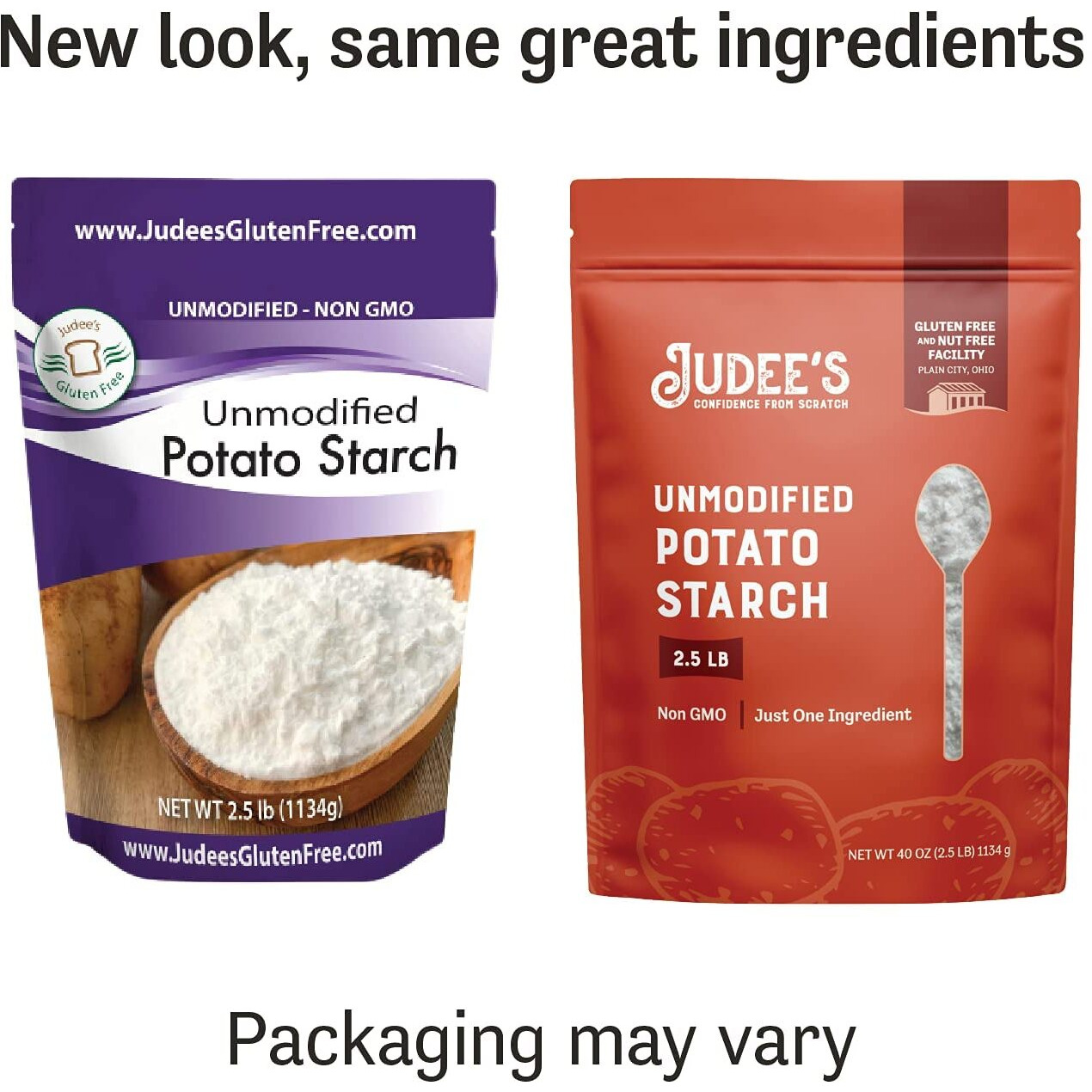 Judees Unmodified Potato Starch 2.5 Lb - Just One Ingredient - Great For Breading, Thickening, Cooking, And Baking - 100% Non-Gmo, Gluten-Free, And Nut-Free - Resistant To High Temperatures