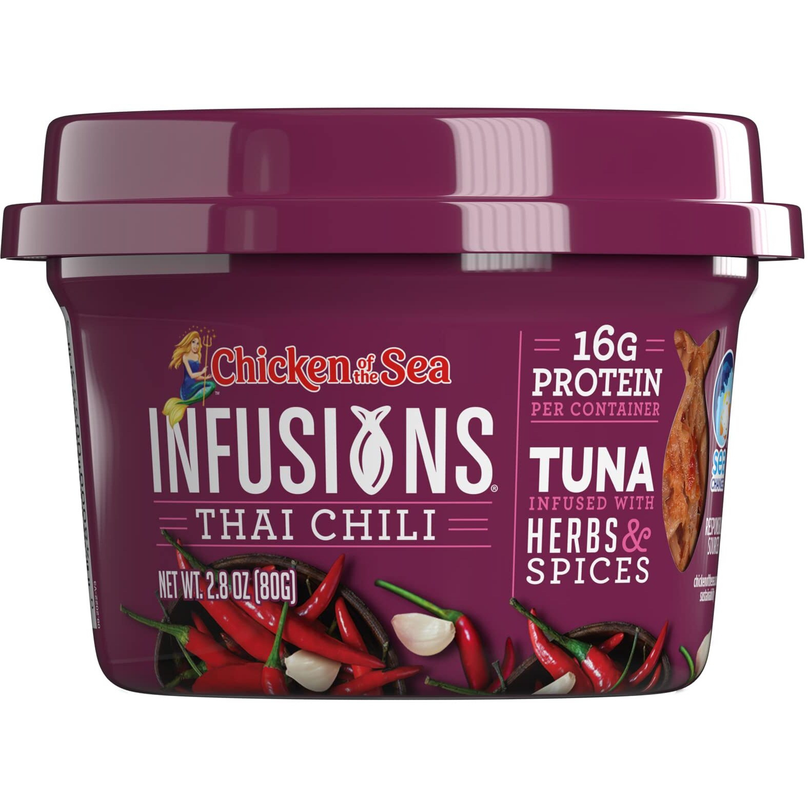 Chicken Of The Sea Infusions Tuna, 2.8 Ounce Cups (Pack Of 6), Wild Caught Tuna, Thai Chili