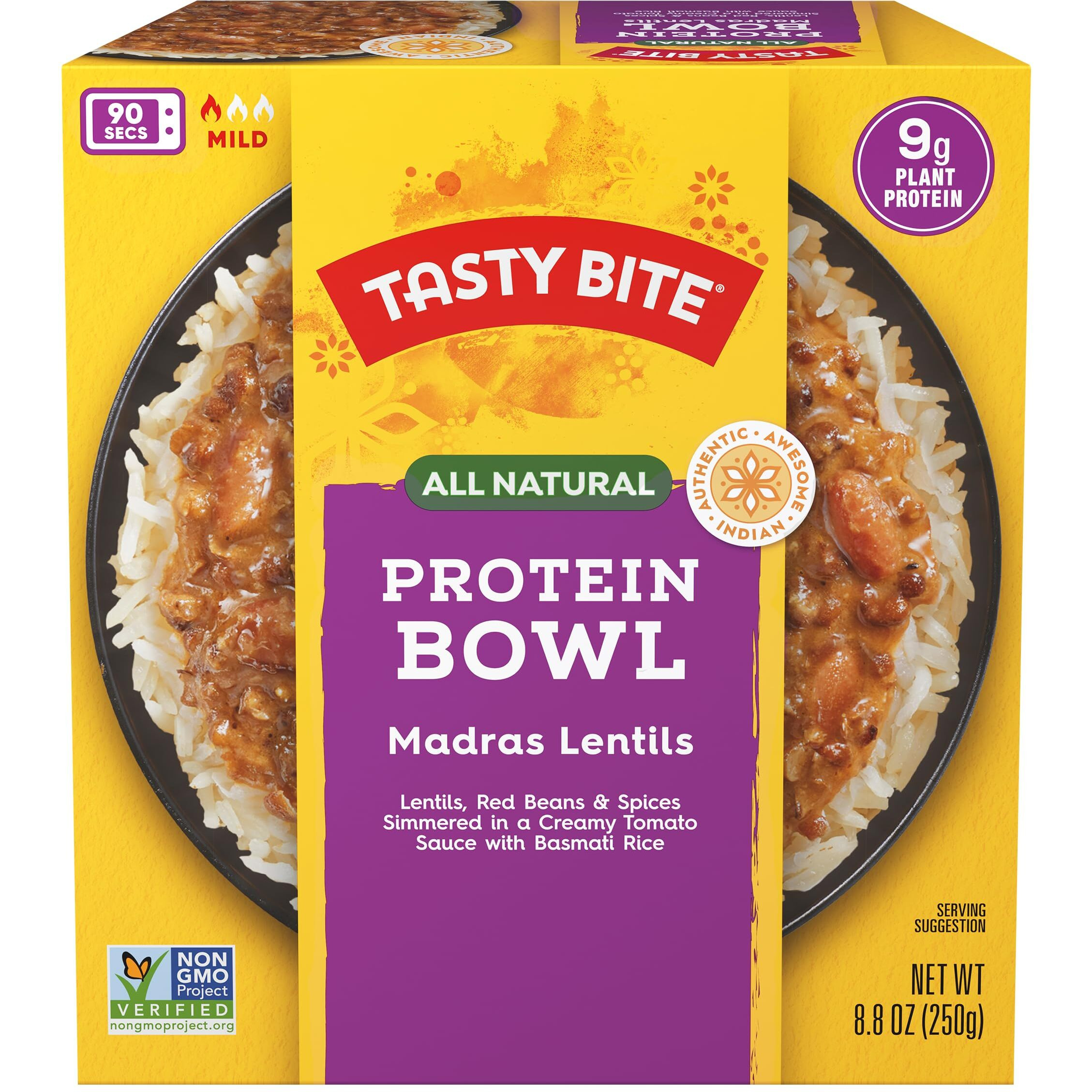 Tasty Bite Indian Style Chili & Rice Bowl, 8.8 Ounce, Pack Of 6, Ready To Eat, Organic Basmati, Microwaveable, Vegetarian