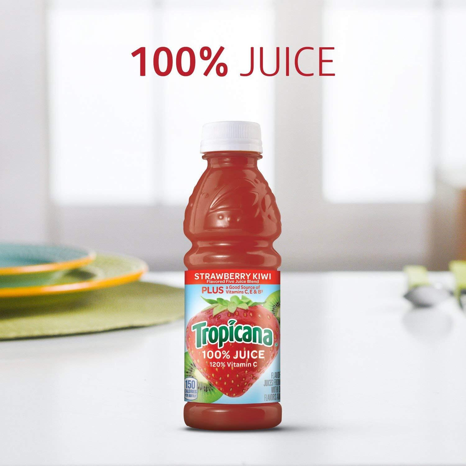 Tropicana 100% Juice, Strawberry Kiwi, 10 Fl Oz Bottle (Pack Of 24)