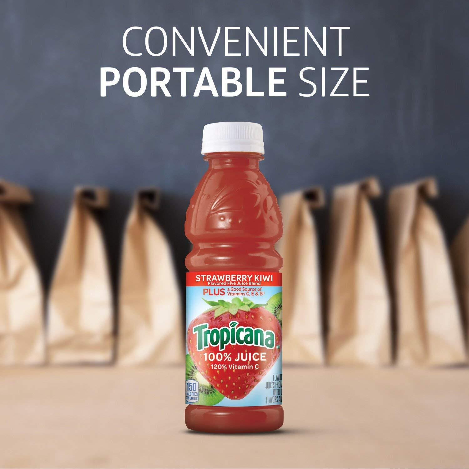 Tropicana 100% Juice, Strawberry Kiwi, 10 Fl Oz Bottle (Pack Of 24)
