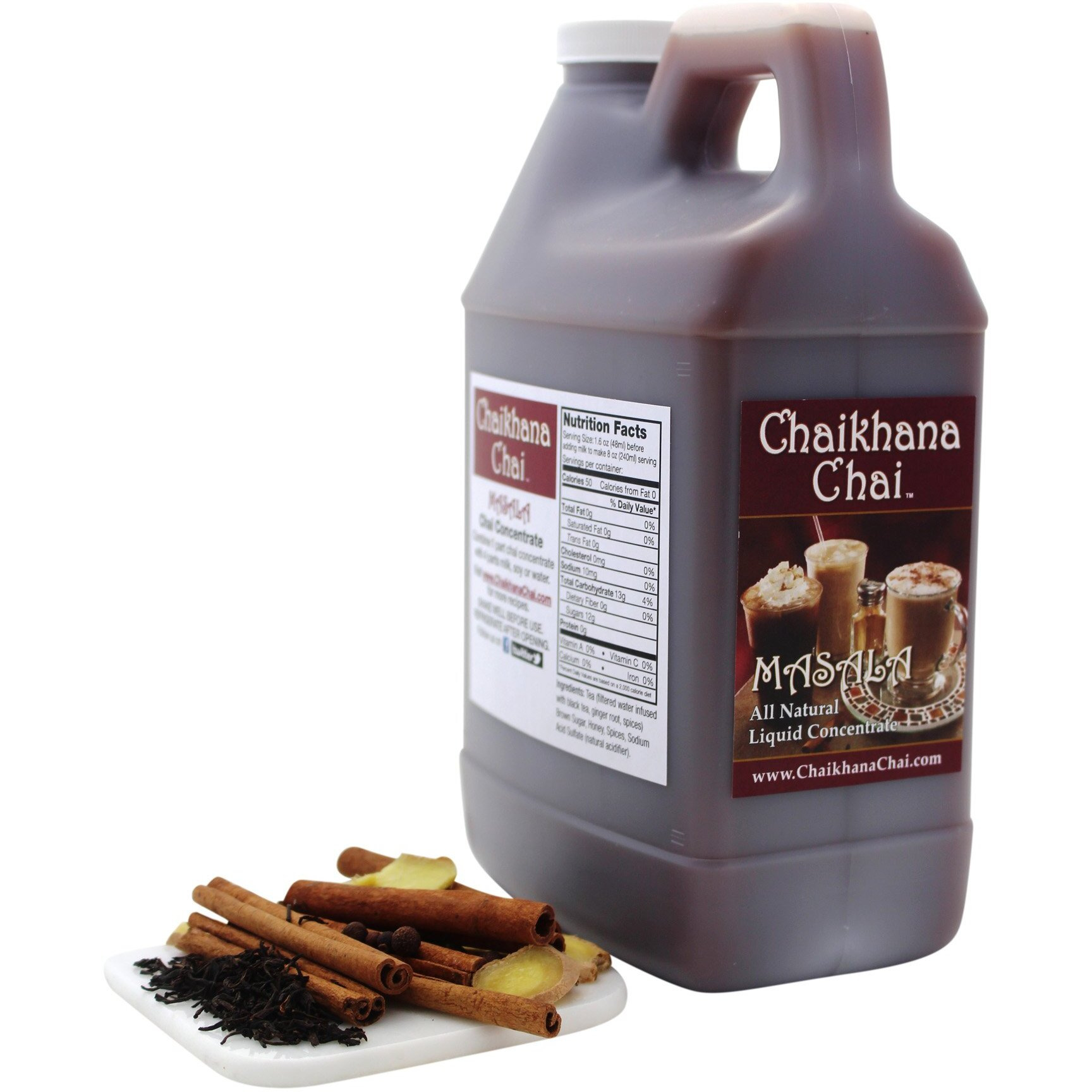 Chaikhana Chai - Spicy Masala Chai Concentrate - Makes (40) Drinks - Slow Brewed With Organic Black Tea, Ginger And Fresh Crushed Spices - 1/2 Gallon