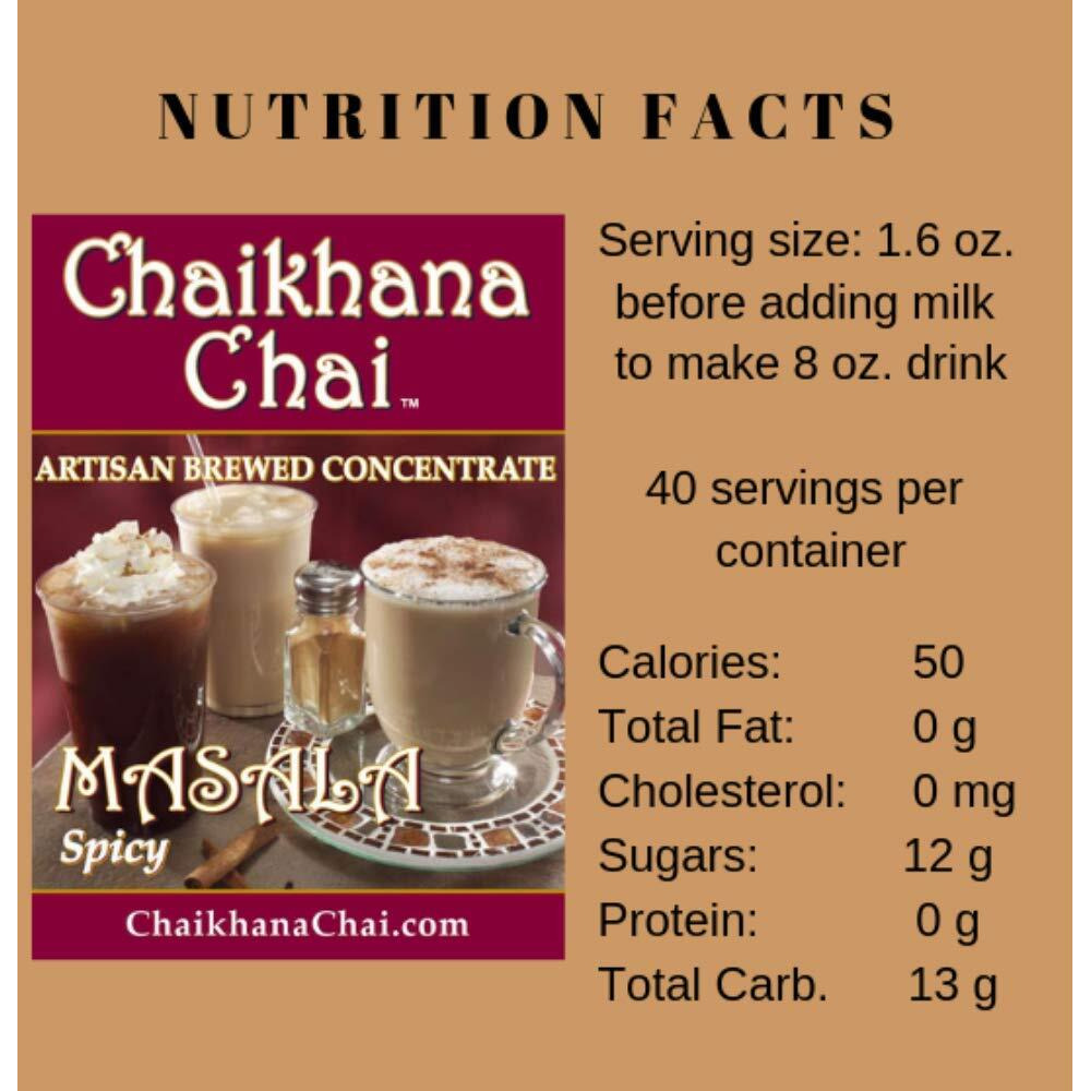Chaikhana Chai - Spicy Masala Chai Concentrate - Makes (40) Drinks - Slow Brewed With Organic Black Tea, Ginger And Fresh Crushed Spices - 1/2 Gallon