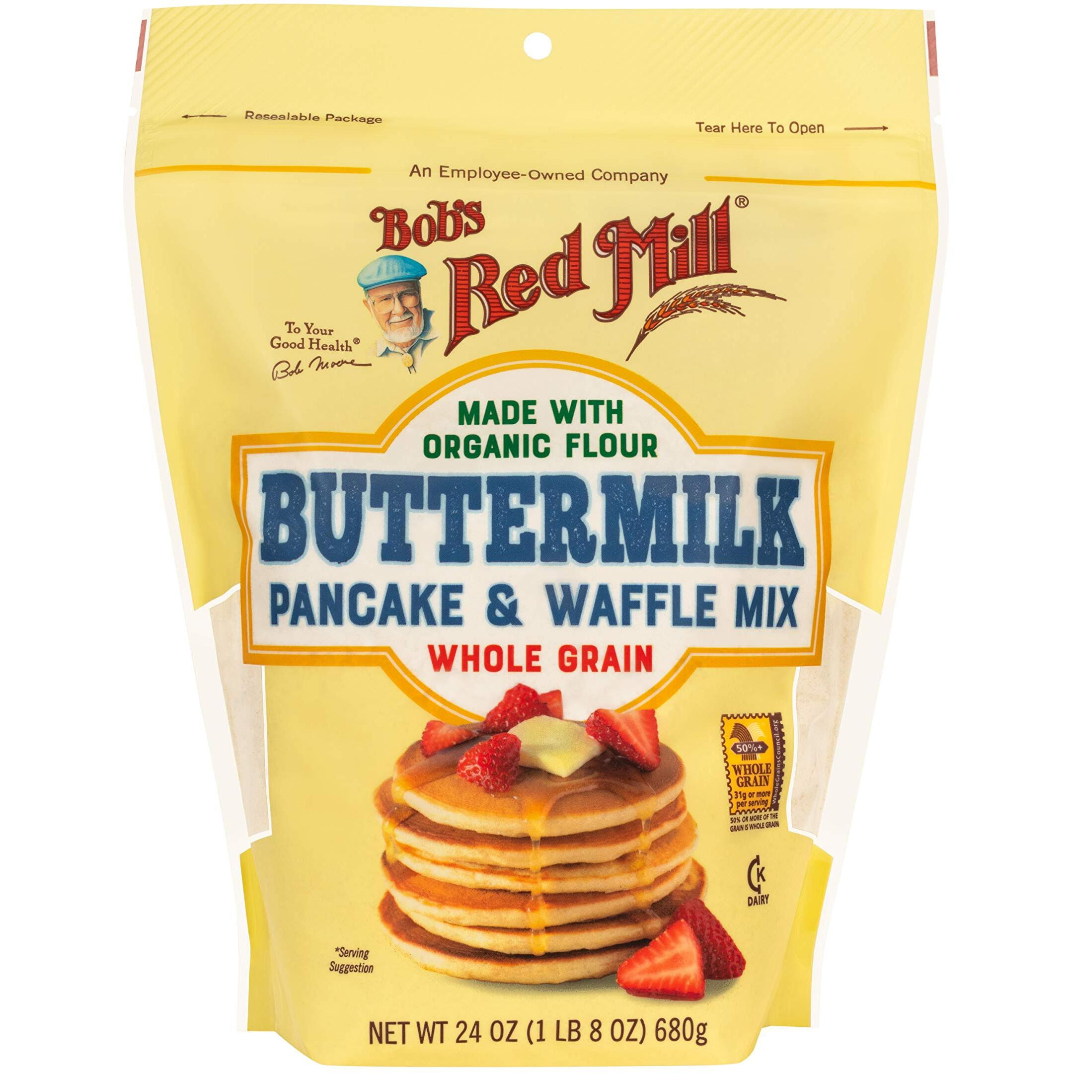 Bob's Red Mill Buttermilk Pancake & Waffle Mix - 24 Ounce (Pack Of 4) - Made W/Organic Flour, Whole Grain