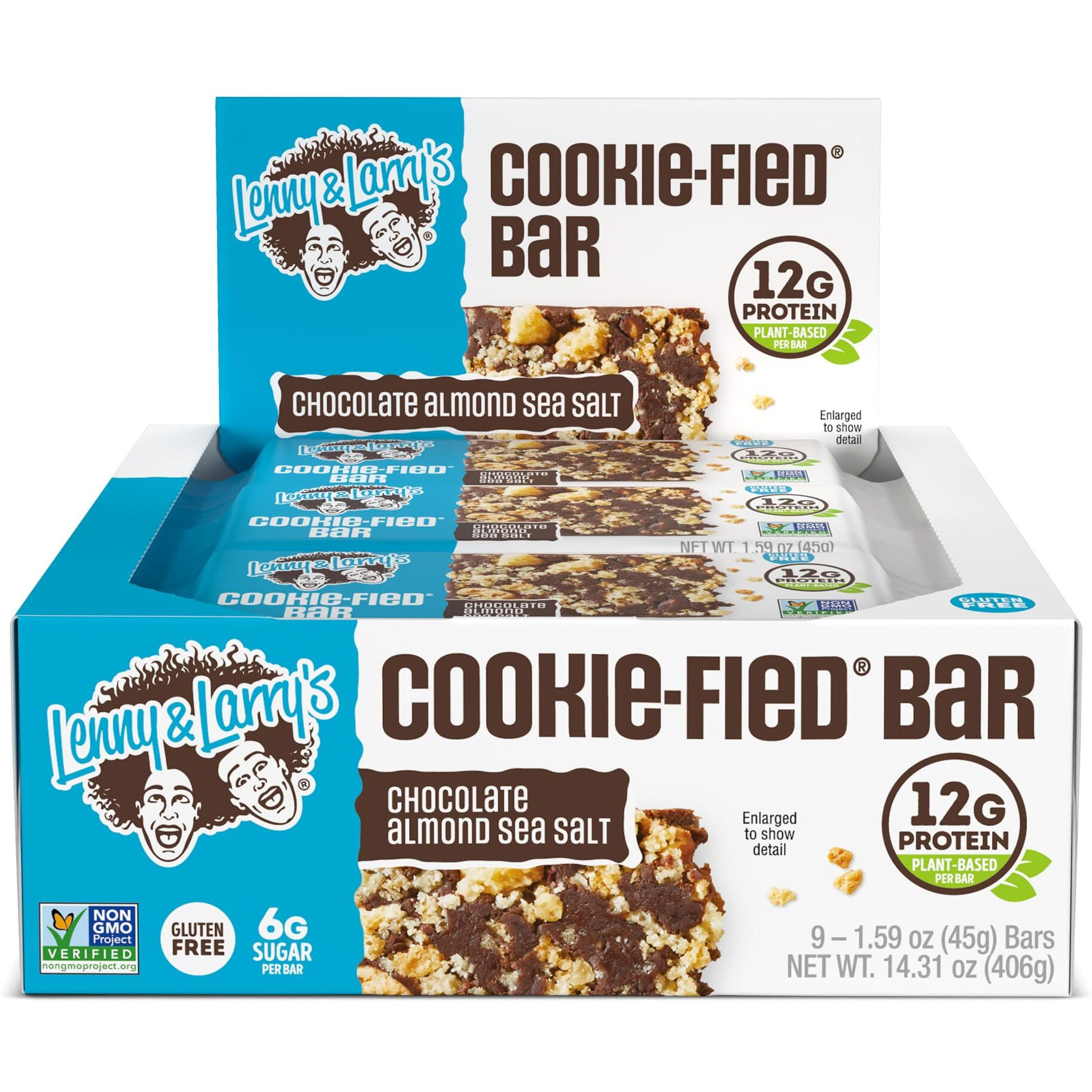 Lenny & Larry's Cookie-Fied Plant-Based Protein Bar, Vegan And Non-Gmo, Chocolate Almond Sea Salt, 45 G, 9 Count