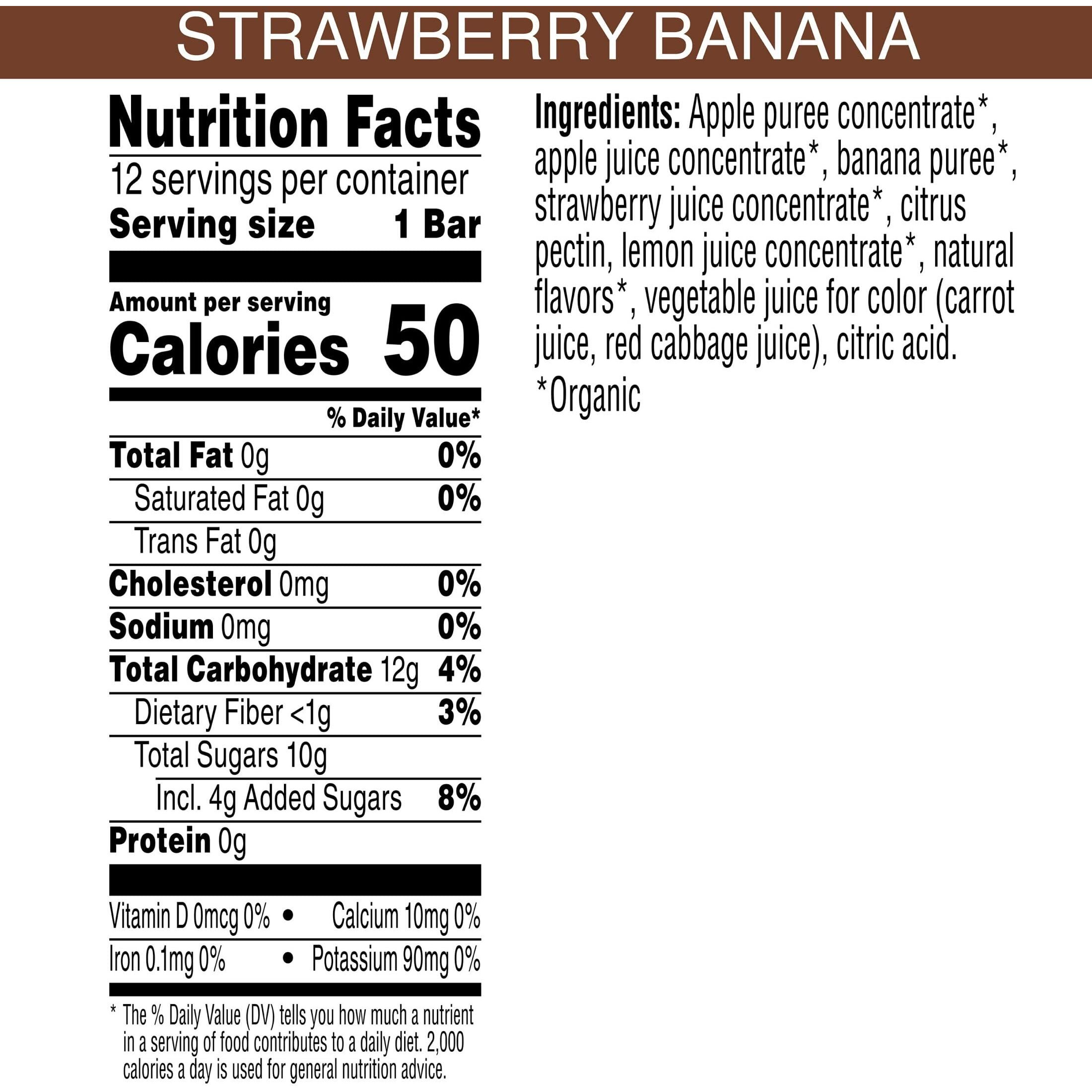 Pure Organic Layered Fruit Bars, Strawberry Banana, Gluten Free, Vegan Fruit Snacks (2 Boxes, 24 Bars)