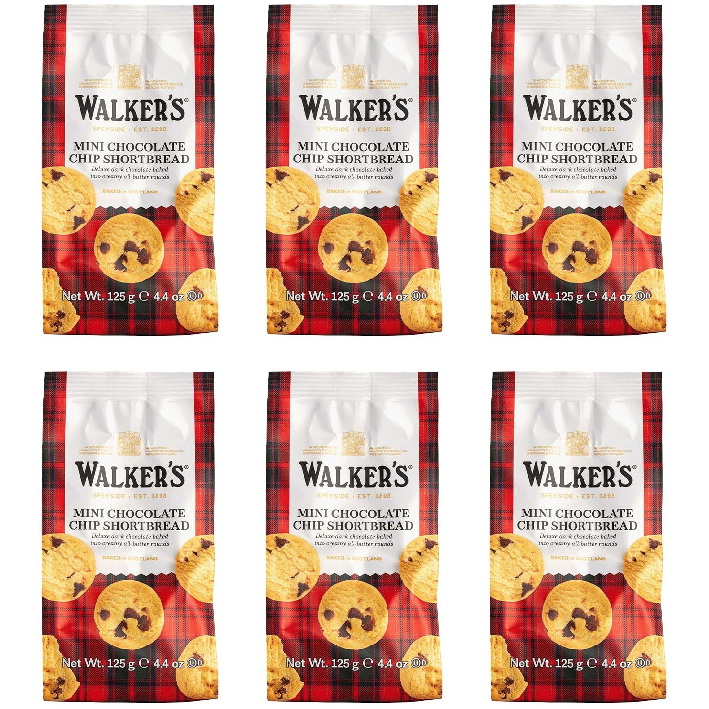 Walker's Shortbread Mini Chocolate Chip Cookies, Pure Butter Shortbread Cookies, 4.4 Oz (Pack Of 6)
