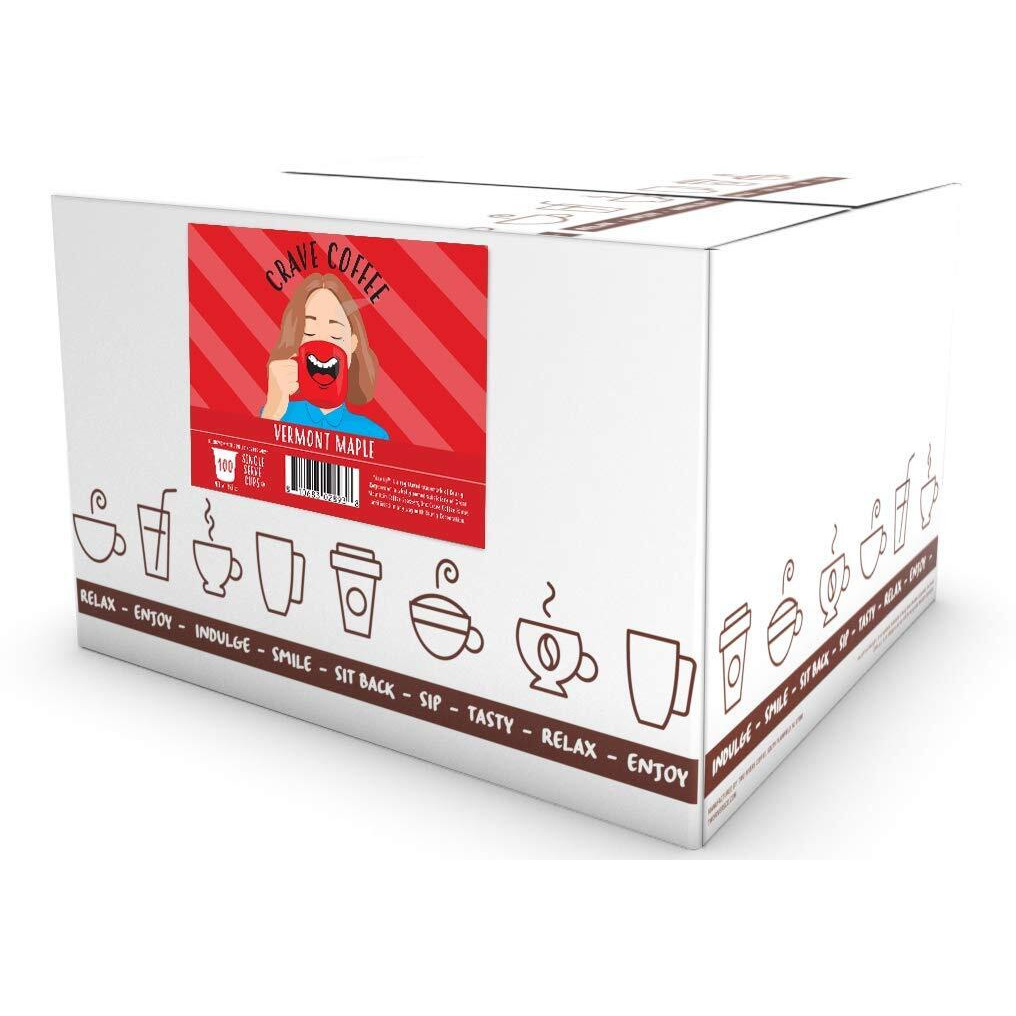 Crave Beverages Flavored Coffee Pods, Compatible With Keurig K-Cup Brewers, Vermont Maple, 100 Count