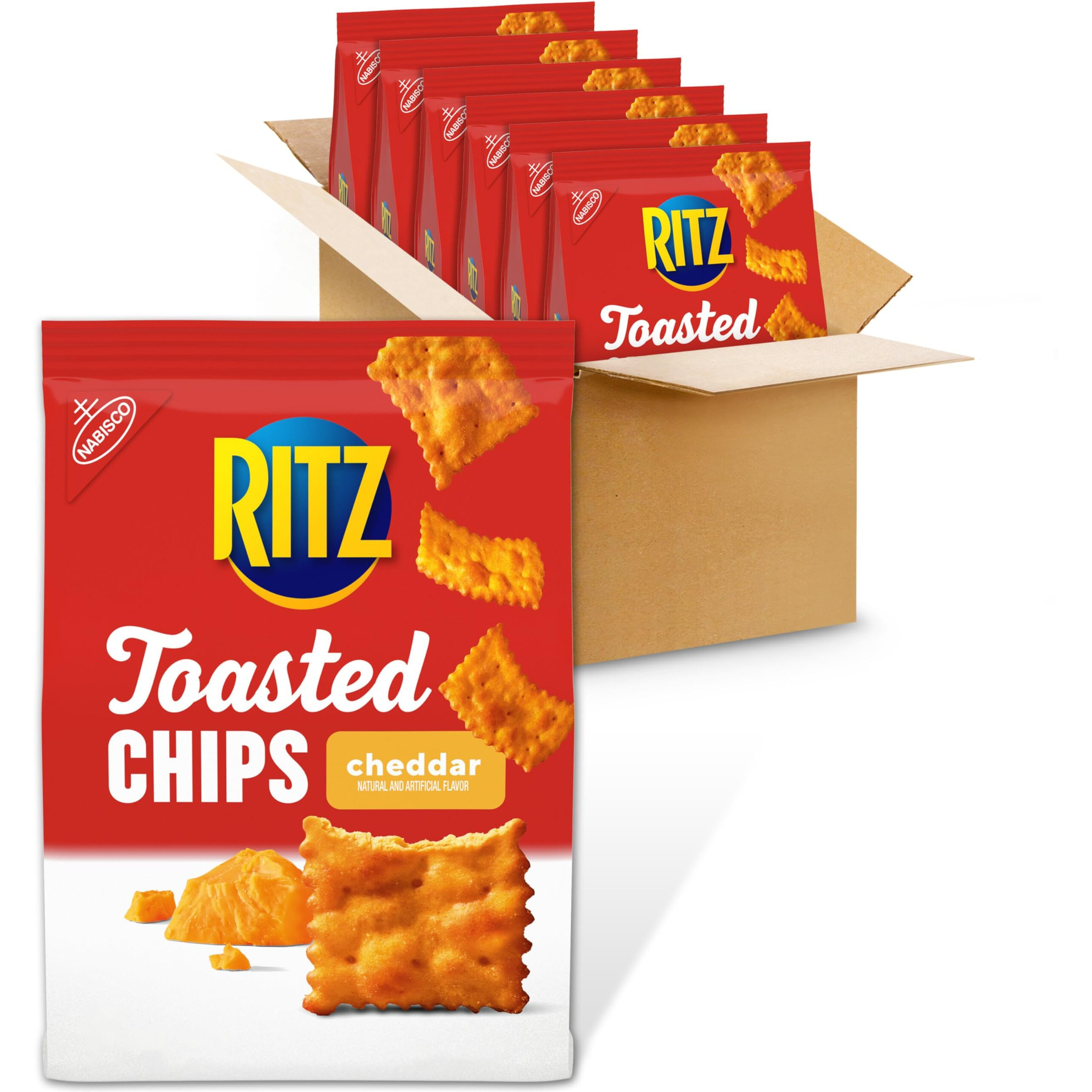 Ritz Toasted Chips Cheddar Crackers, 6 - 8.1 Oz Bags
